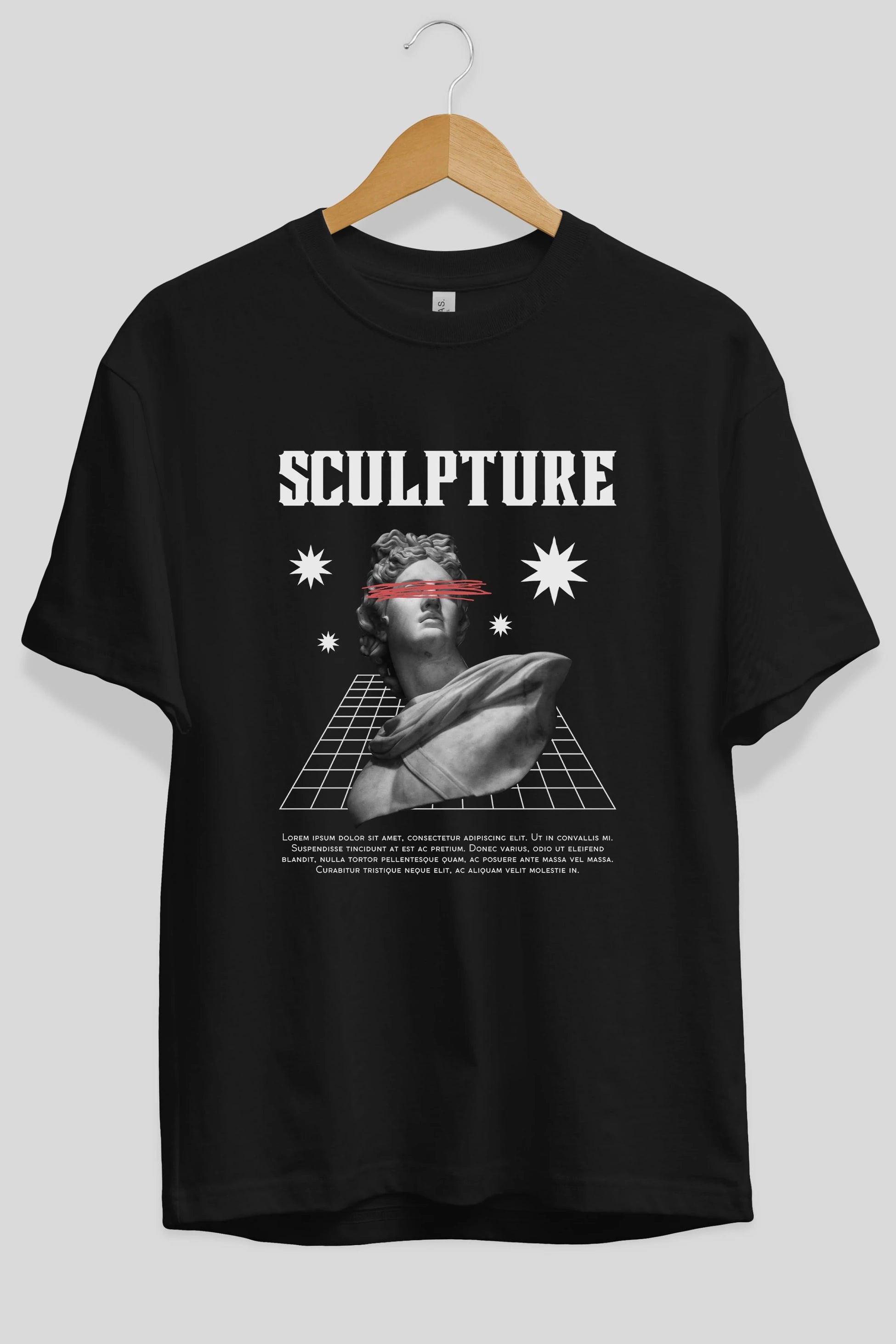 Sculpture Yazılı Ön Baskılı Oversize t-shirt Erkek Kadın Unisex