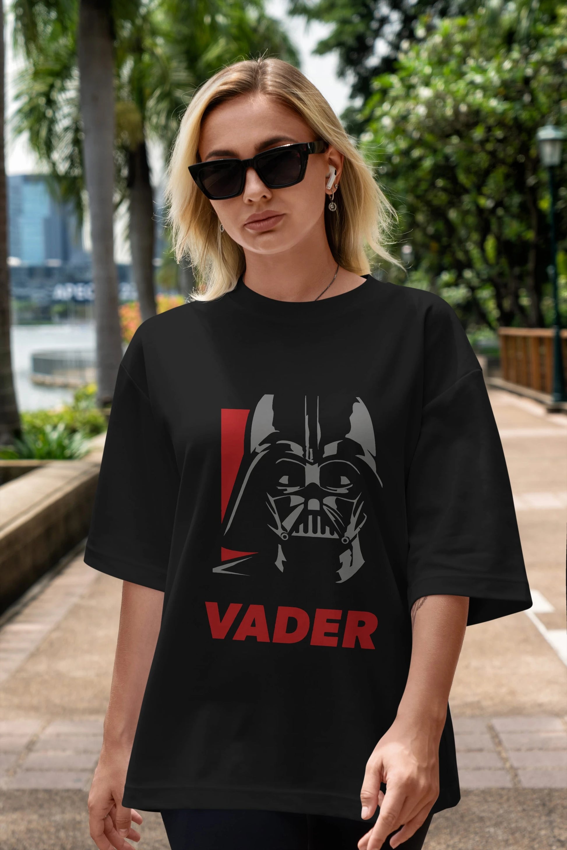 Darth Vader Ön Baskılı Oversize t-shirt Erkek Kadın Unisex %100 Pamuk Bisiklet Yaka tişort