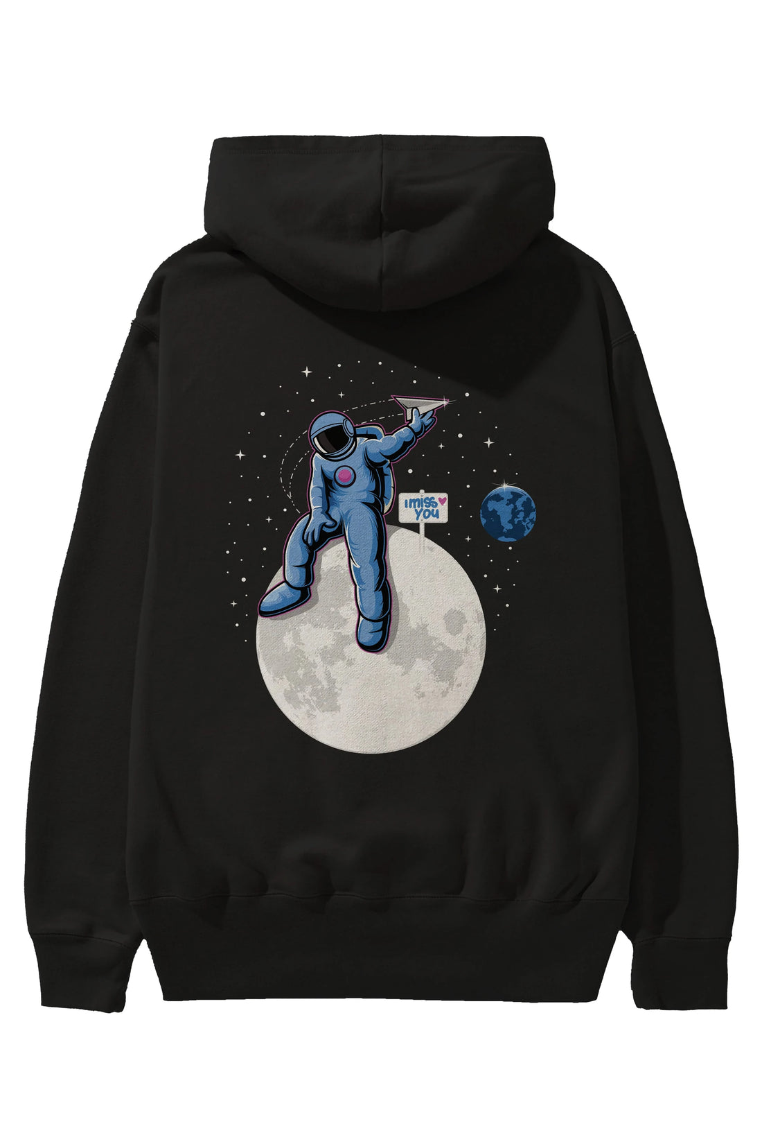 Astro Missing Earth Arka Baskılı Hoodie Oversize Kapüşonlu Sweatshirt Erkek Kadın Unisex