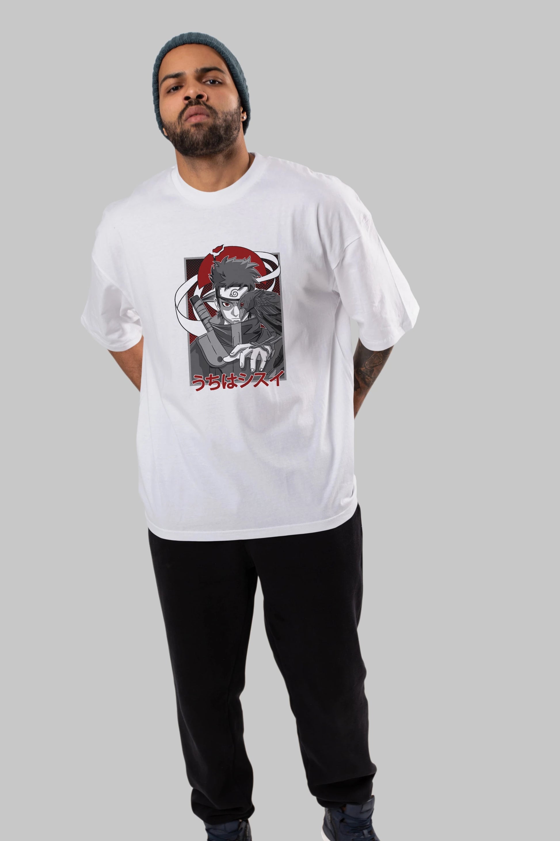 SHISUI UCHIHA NARUTO Anime Ön Baskılı Oversize t-shirt %100 pamuk Erkek Kadın Unisex