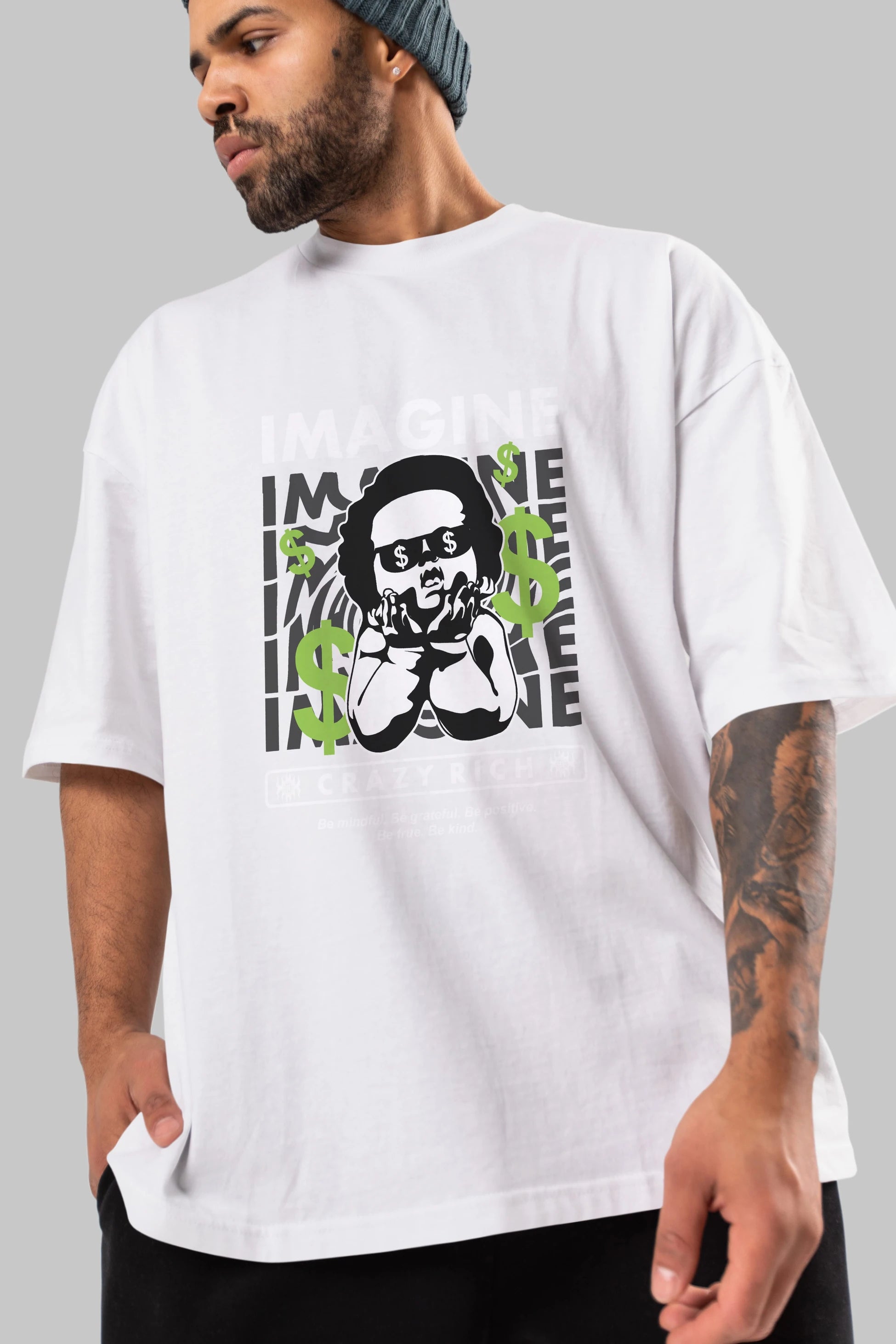 Imagine Crazy Rich Ön Baskılı Oversize t-shirt Erkek Kadın Unisex