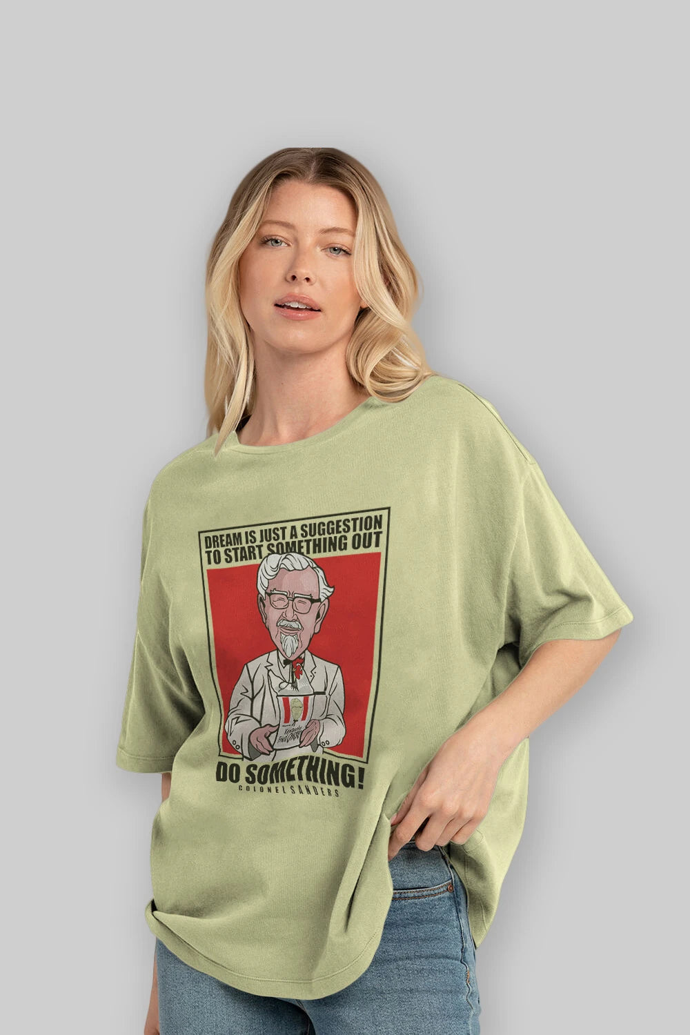 Colonel Sanders Ön Baskılı Oversize t-shirt Erkek Kadın Unisex %100 Pamuk tişort