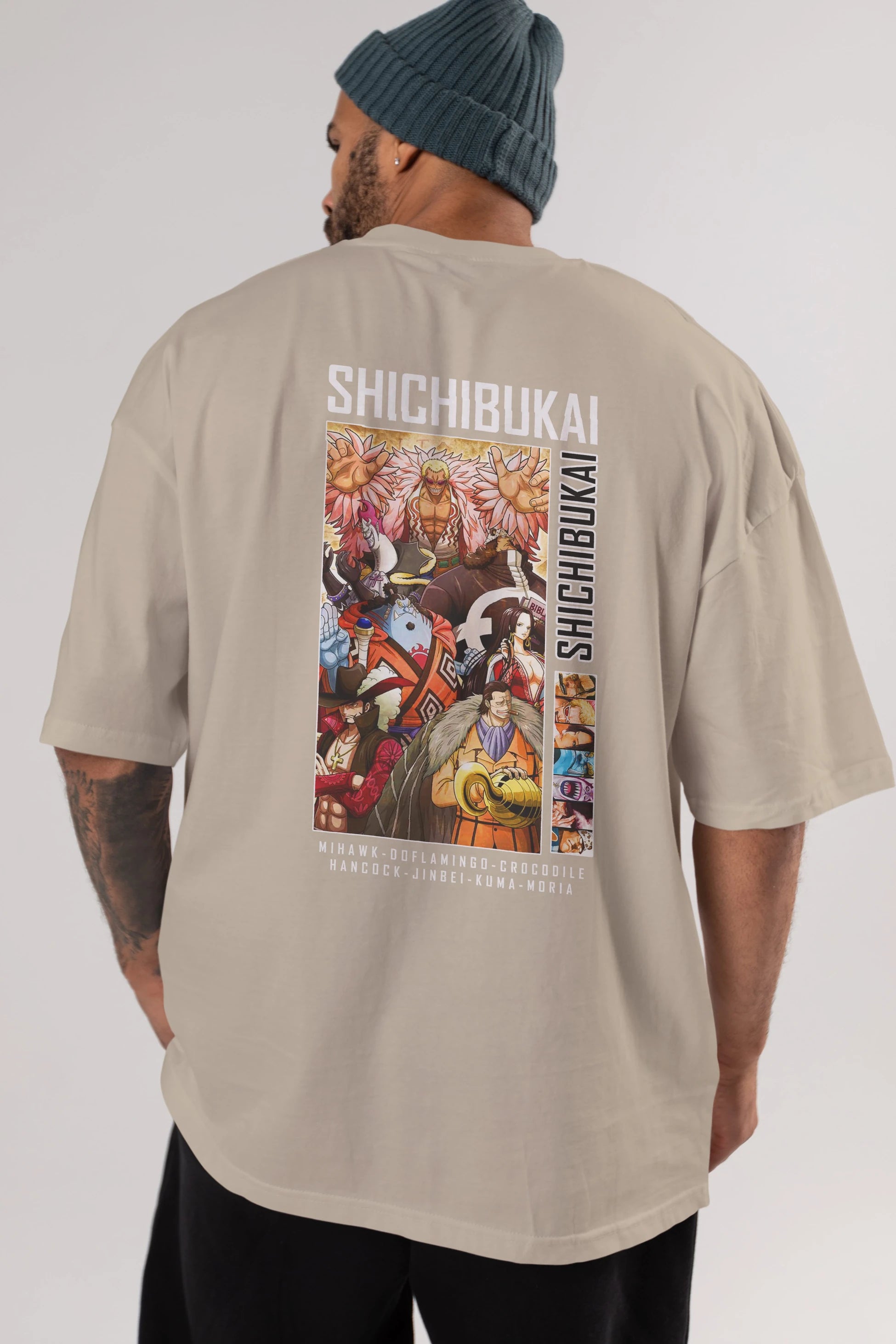 Shichibukai Anime Arka Baskılı Oversize t-shirt Erkek Kadın Unisex %100 pamuk tişort
