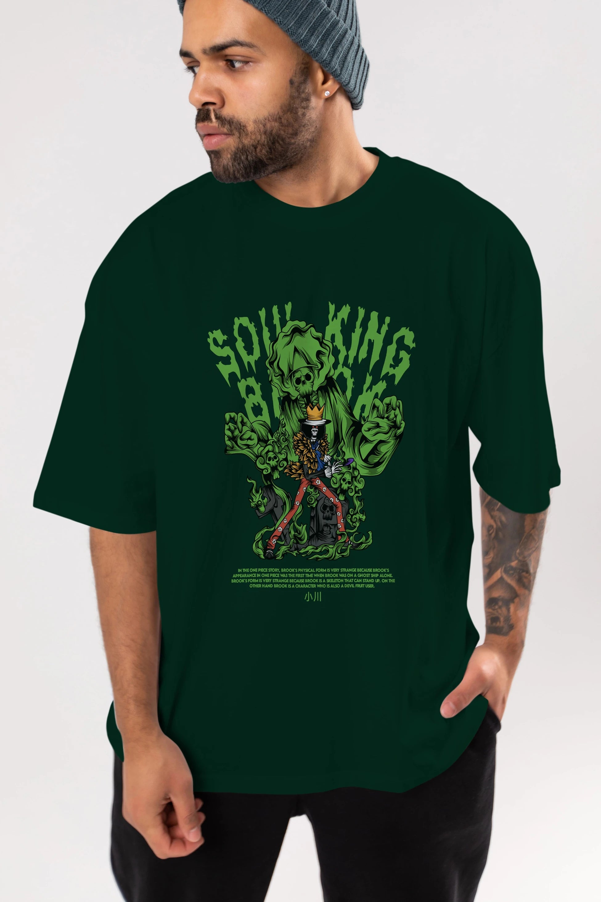 Soul King Brook Anime Ön Baskılı Oversize t-shirt %100 pamuk Erkek Kadın Unisex