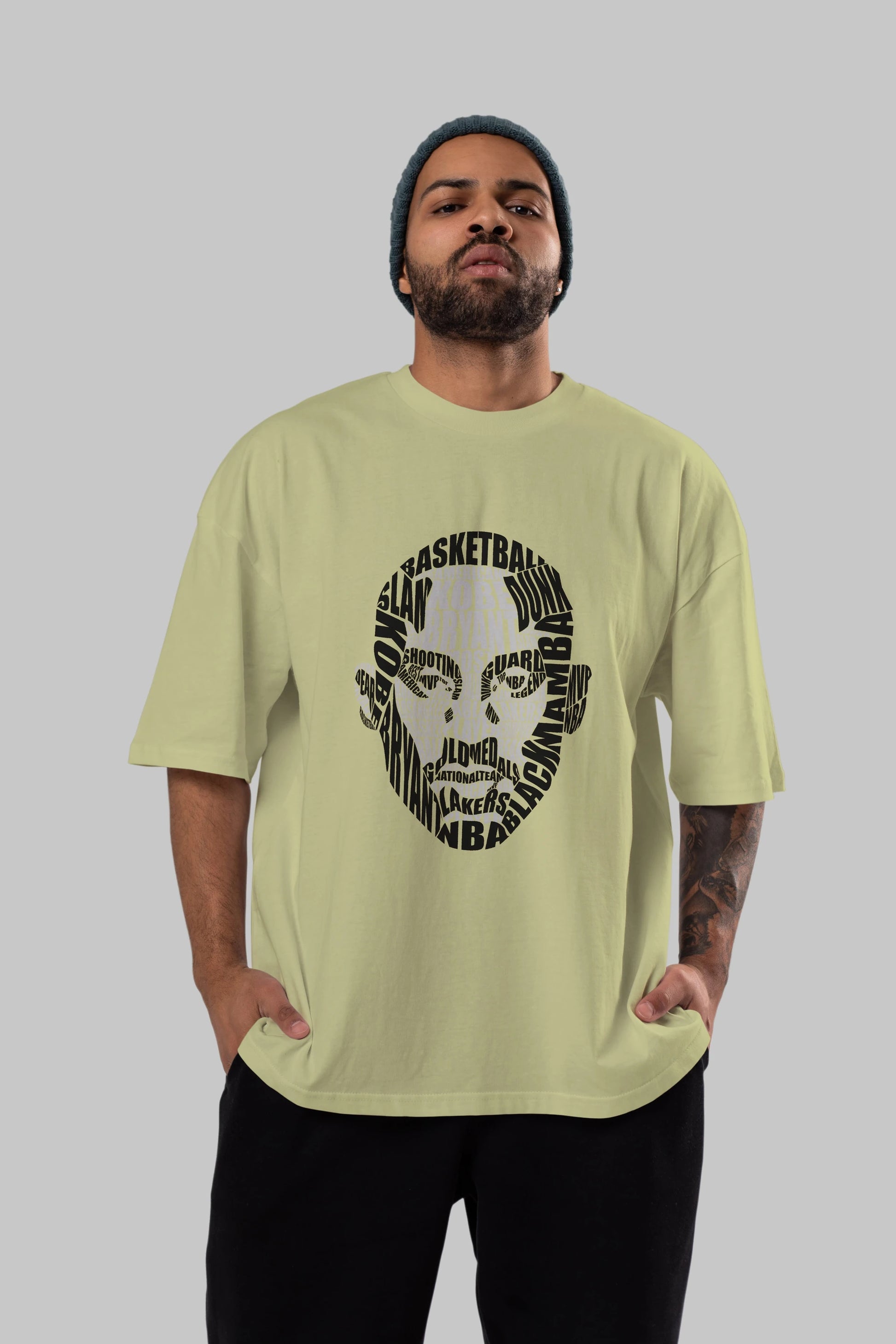 Kobe Bryan Calligram Ön Baskılı Oversize t-shirt %100 pamuk Erkek Kadın Unisex