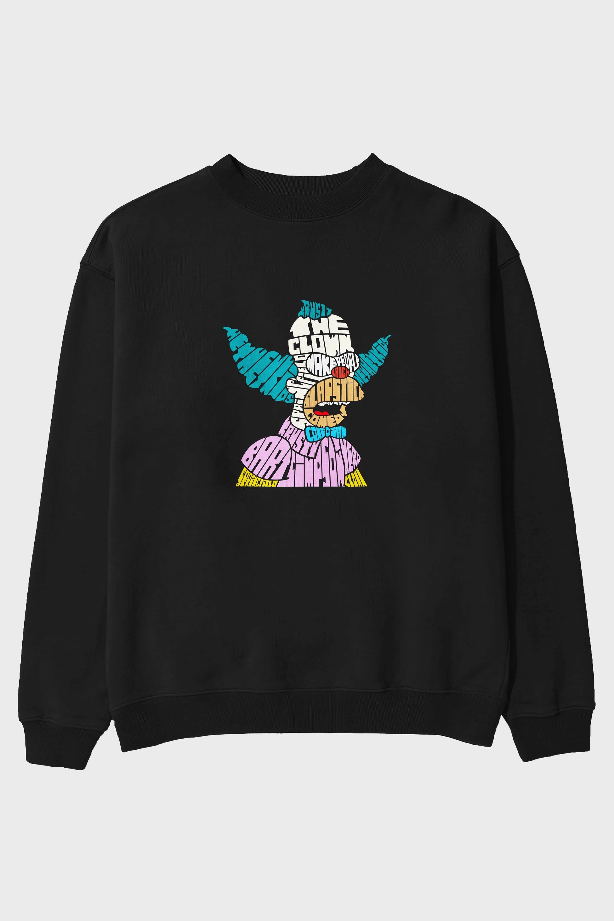 Krusty Clown Ön Baskılı Oversize Sweatshirt Erkek Kadın Unisex