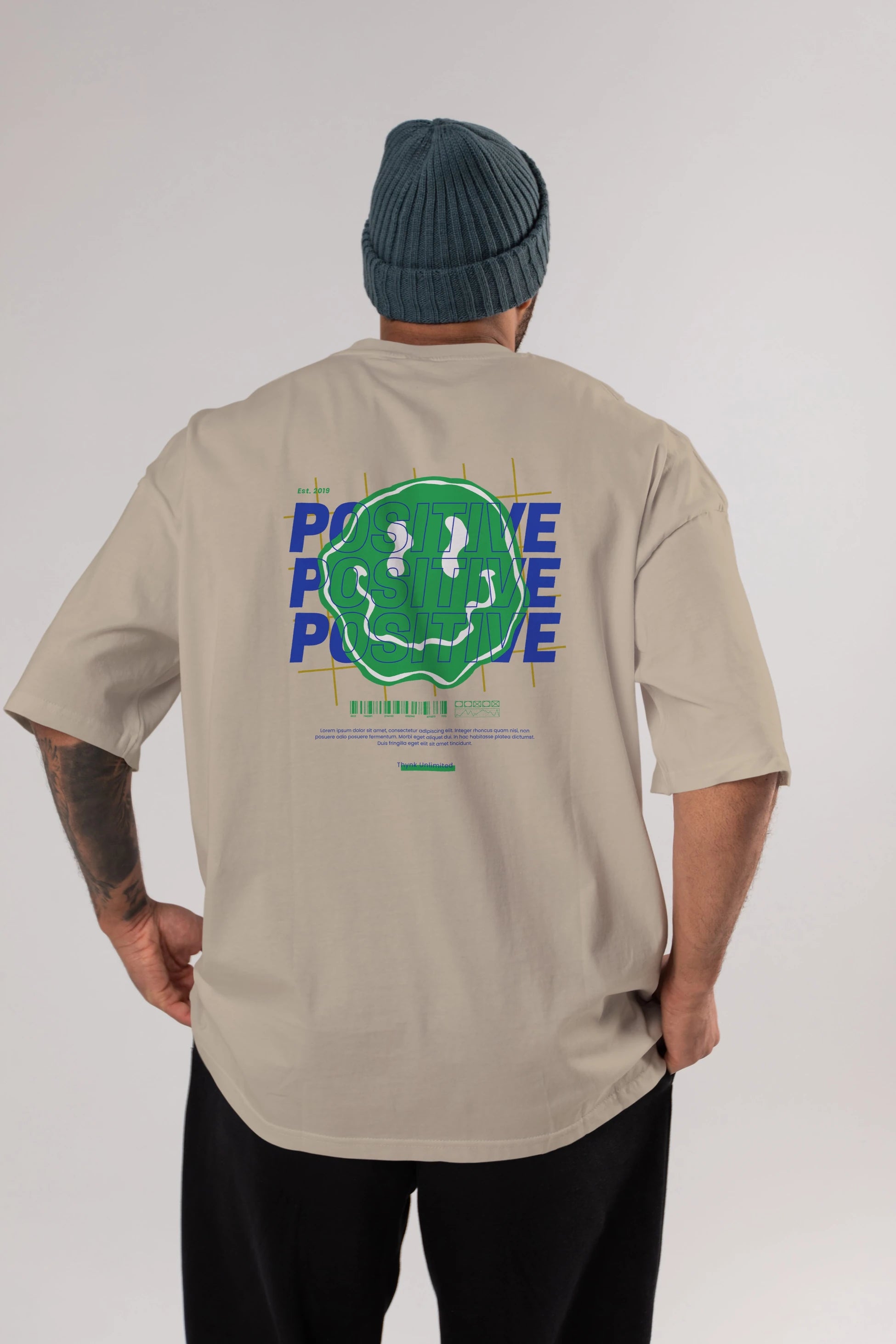 Positive 2 Arka Baskılı Oversize t-shirt Erkek Kadın Unisex
