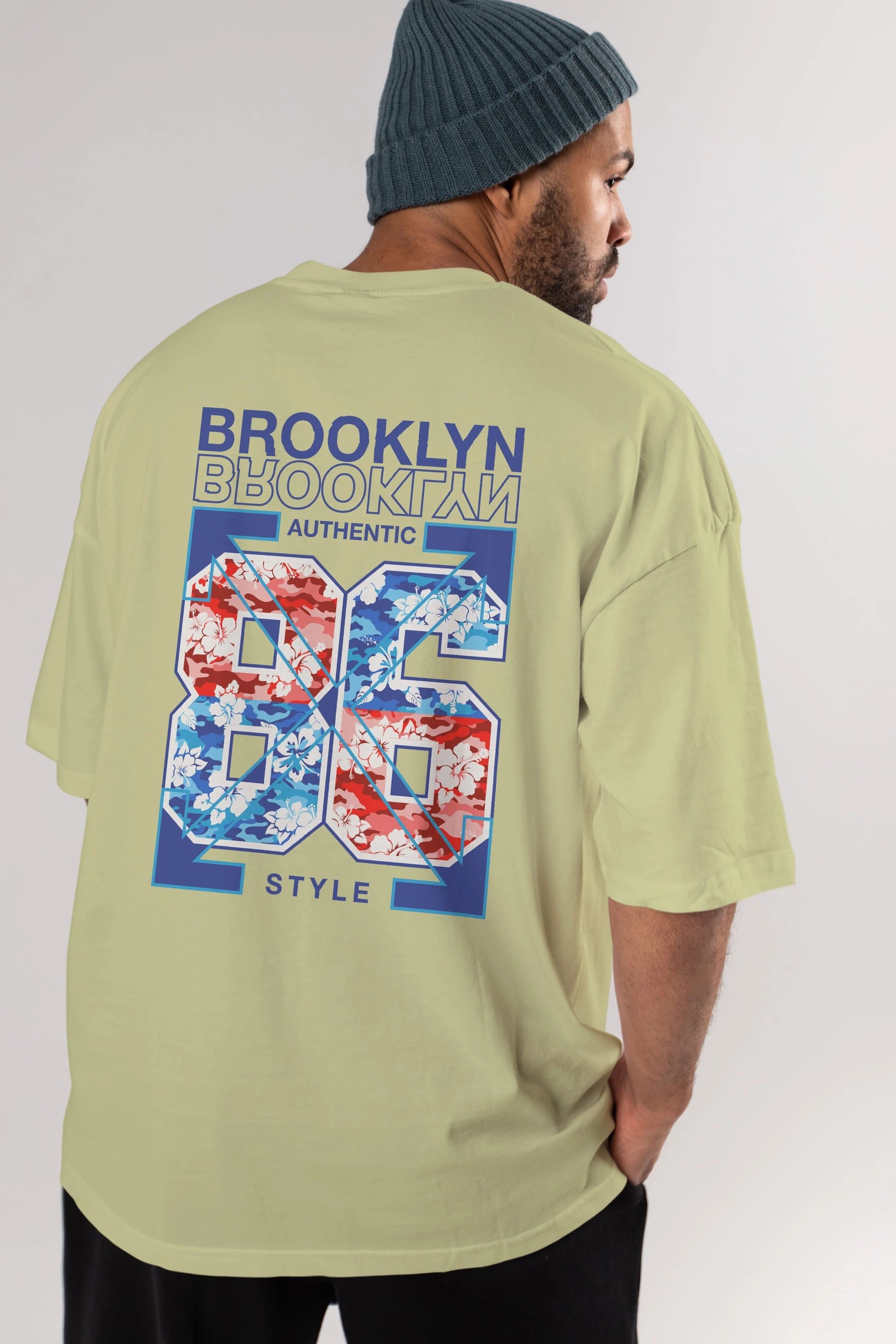 Brooklyn 86 Style Arka Baskılı Oversize t-shirt Erkek Kadın Unisex