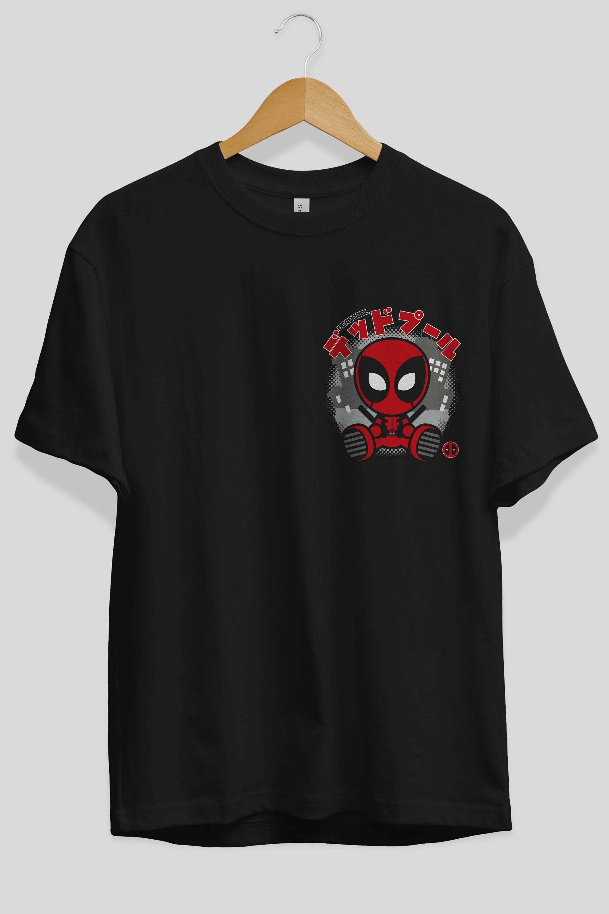 Deadpool (15) Ön Sol Baskılı Oversize t-shirt Erkek Kadın Unisex %100 Pamuk Bisiklet Yaka tişort