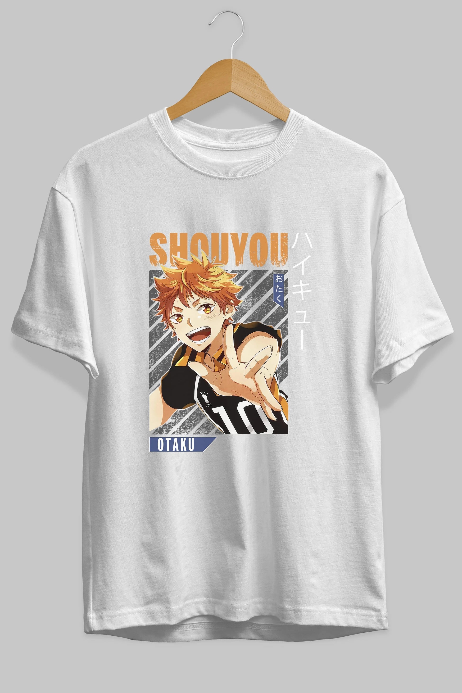 Shouyou Hinata 9 Anime Ön Baskılı Oversize t-shirt %100 pamuk Erkek Kadın Unisex