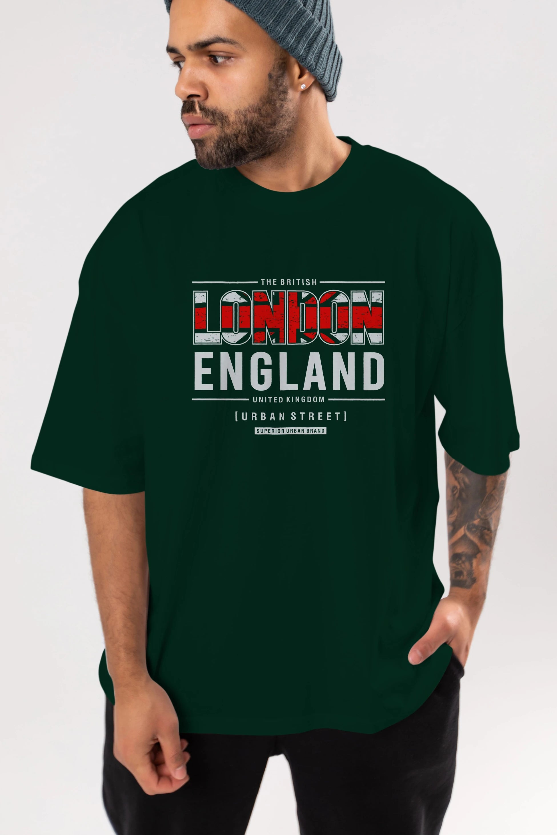 London England 2 Ön Baskılı Oversize t-shirt Erkek Kadın Unisex