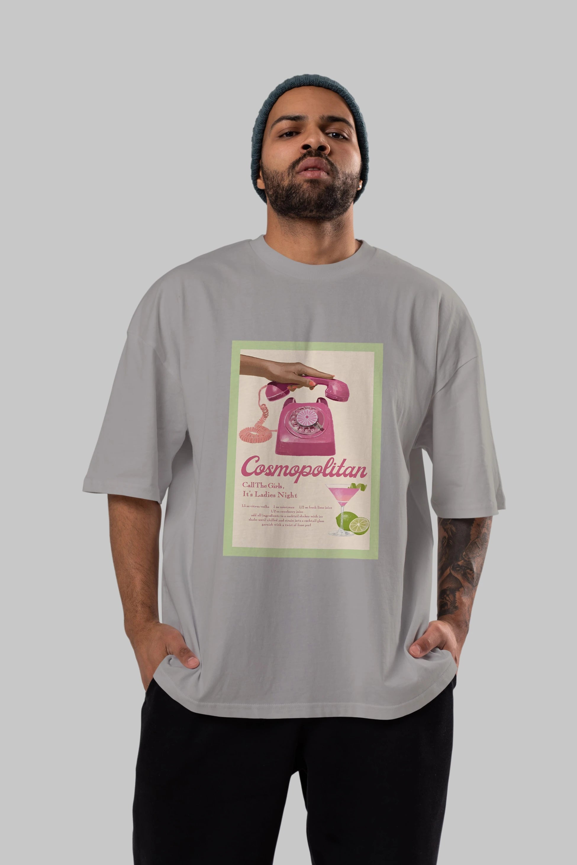 Cosmopolitan 5 Ön Baskılı Oversize t-shirt Erkek Kadın Unisex %100 Pamuk Bisiklet Yaka tişort