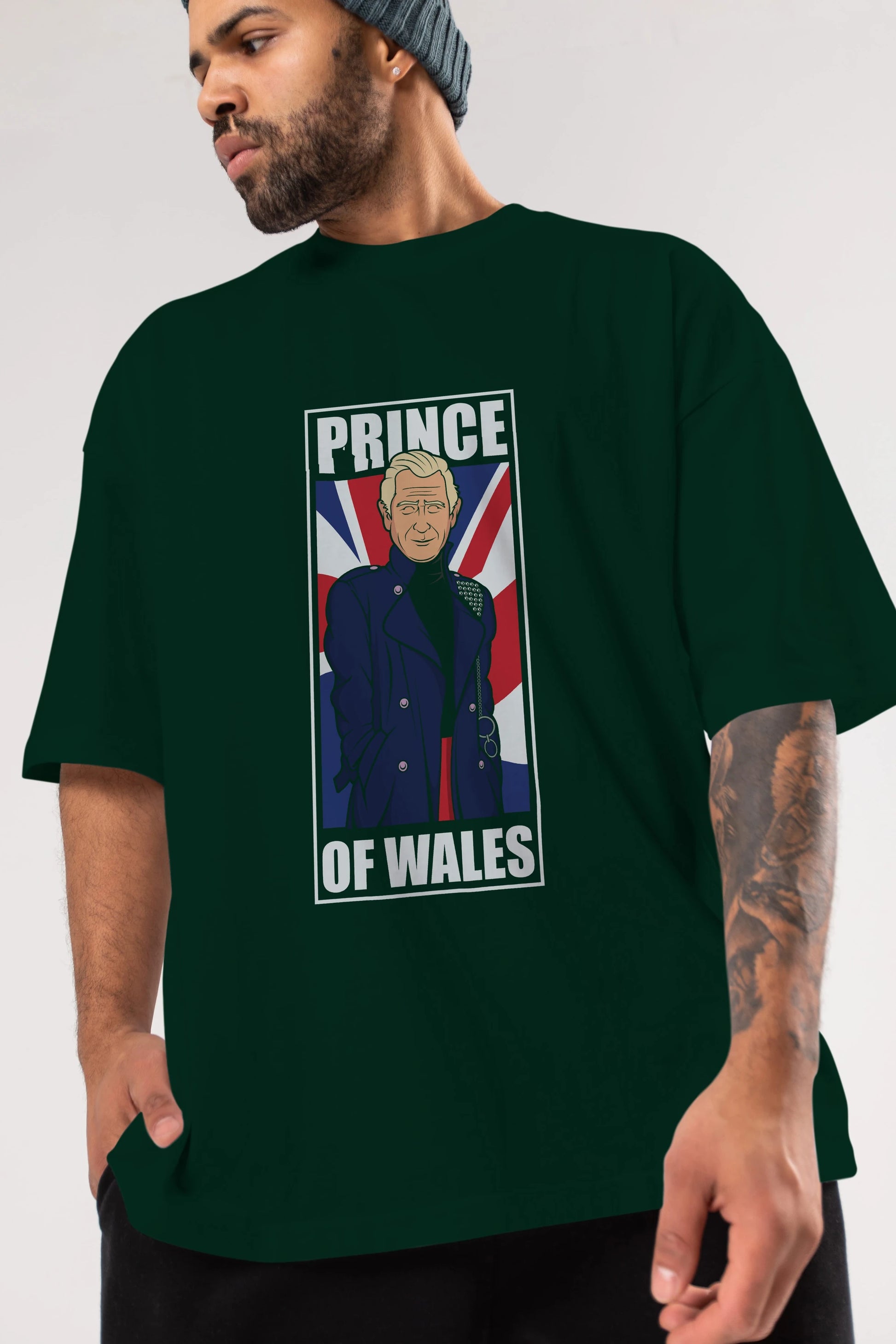 Prince Charles Ön Baskılı Oversize t-shirt Erkek Kadın Unisex %100 Pamuk tişort