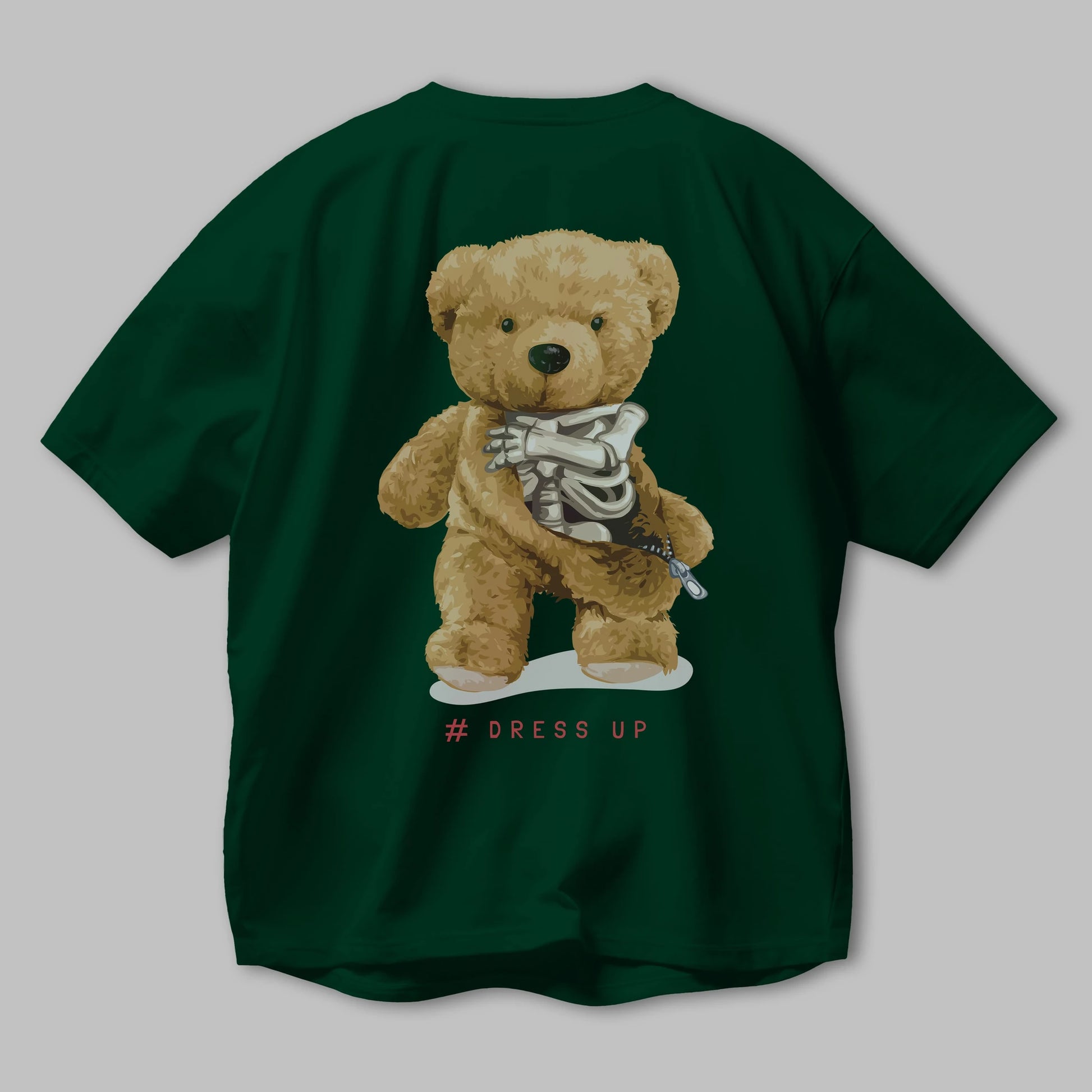 Teddy Bear Dress Up Arka Baskılı Oversize t-shirt Erkek Kadın Unisex %100 Pamuk