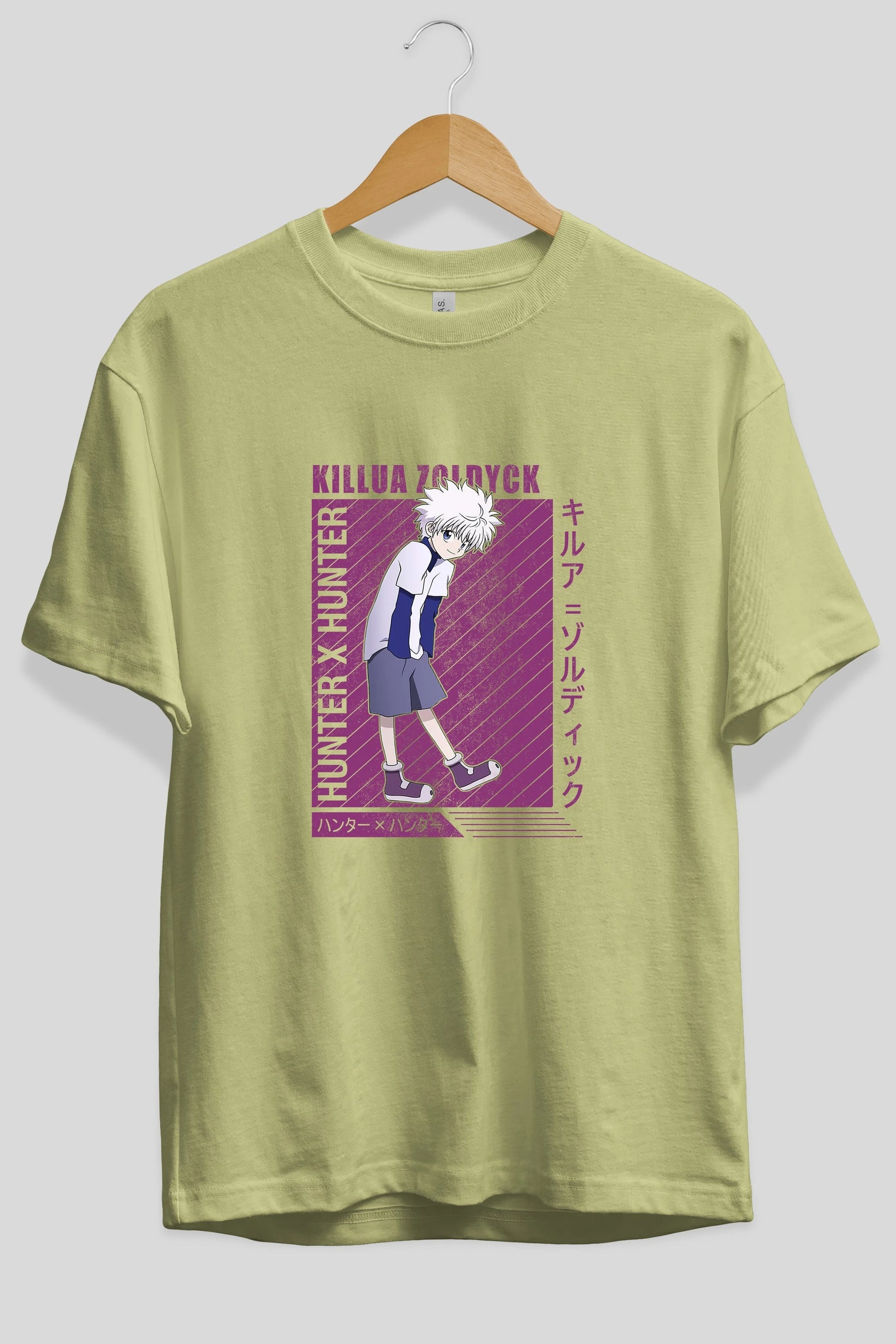 Killua Zoldyck 3 1 Anime Ön Baskılı Oversize t-shirt %100 pamuk Erkek Kadın Unisex