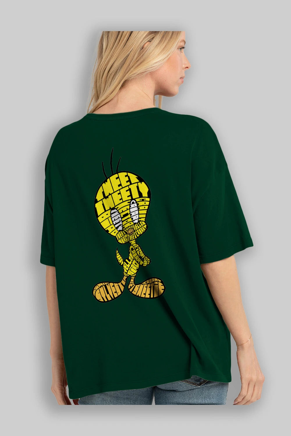 Tweety Arka Baskılı Oversize t-shirt %100 pamuk Erkek Kadın Unisex