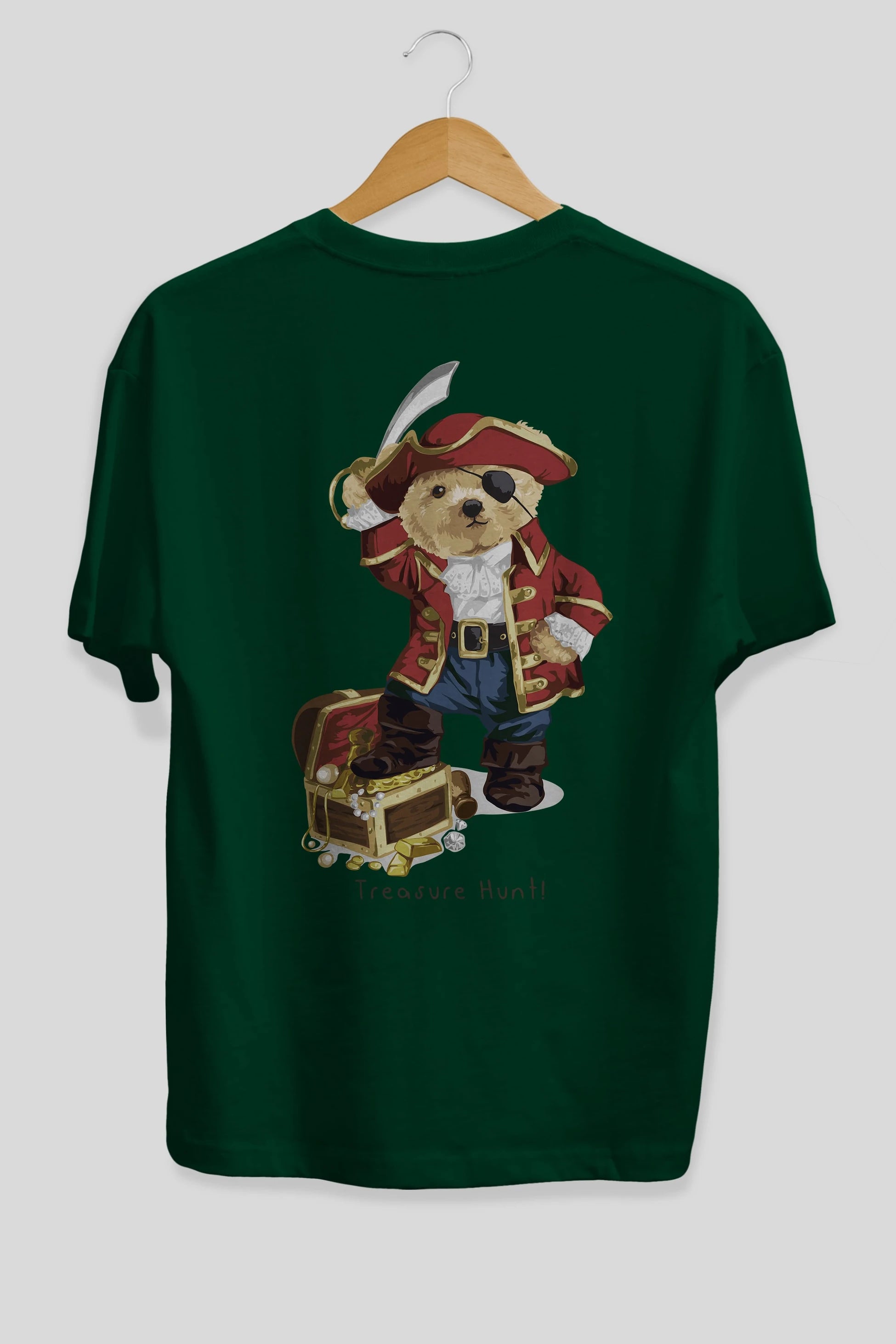 Teddy Bear Treasure Hunt Arka Baskılı Oversize t-shirt Erkek Kadın Unisex %100 Pamuk