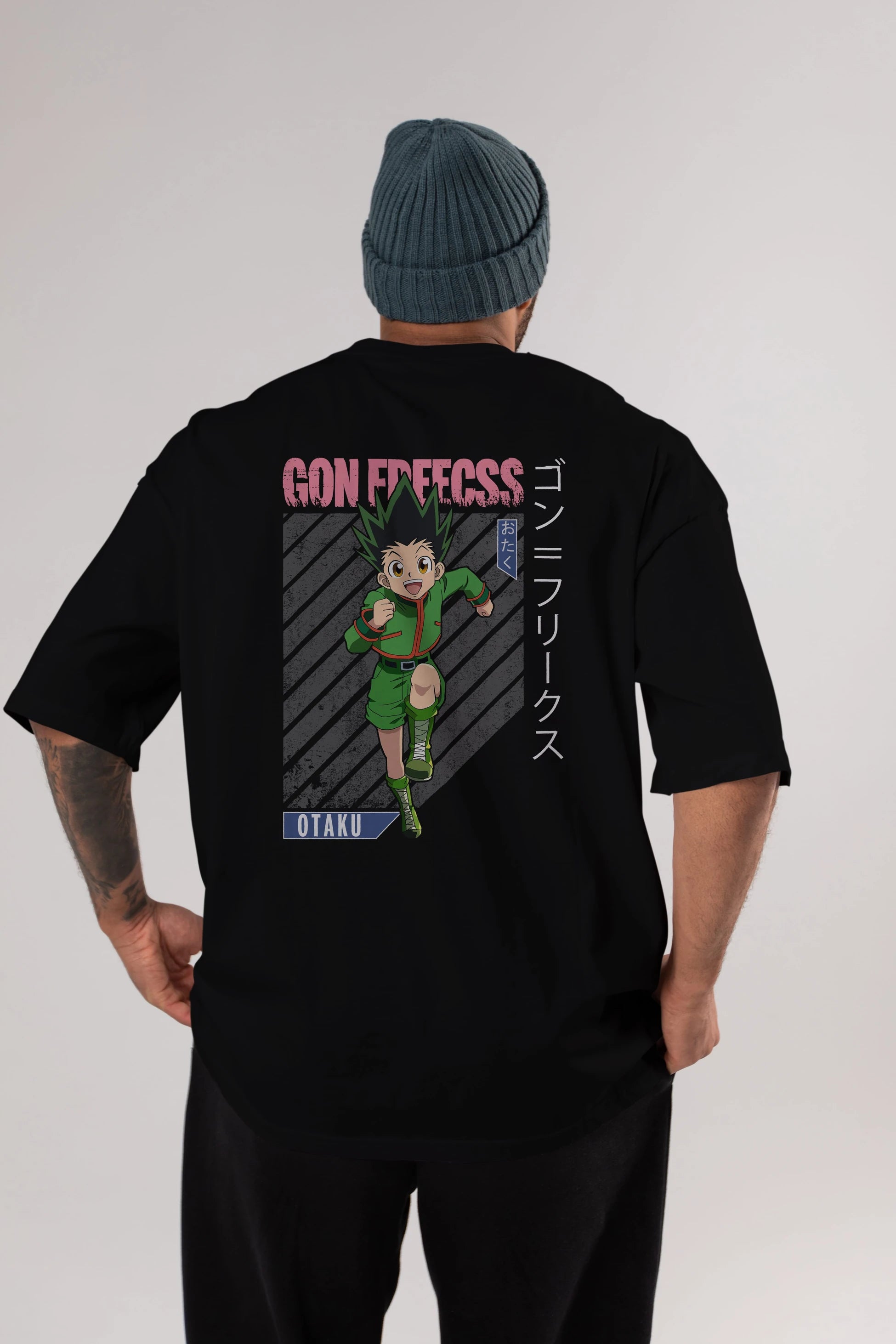 Gon Freecss HUNTER X HUNTER Anime Arka Baskılı Oversize t-shirt Erkek Kadın Unisex