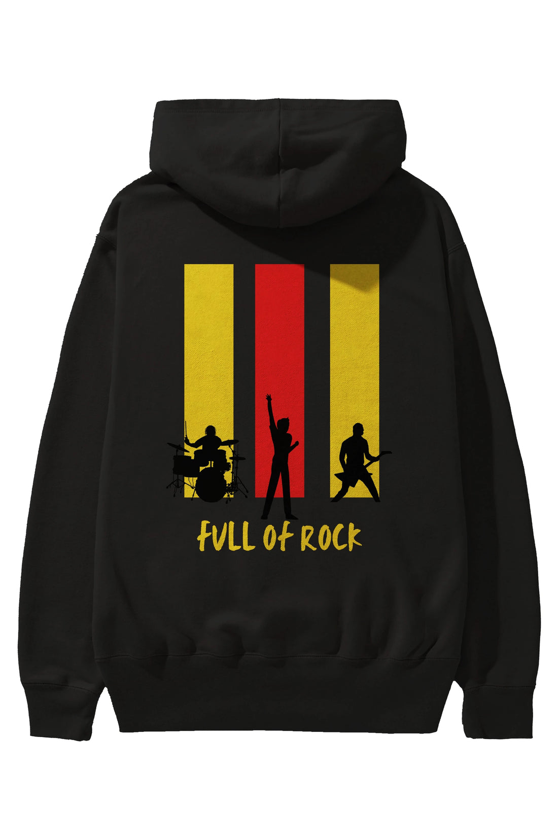Full of Rock Yazılı Arka Baskılı Oversize Hoodie Kapüşonlu Sweatshirt Erkek Kadın Unisex