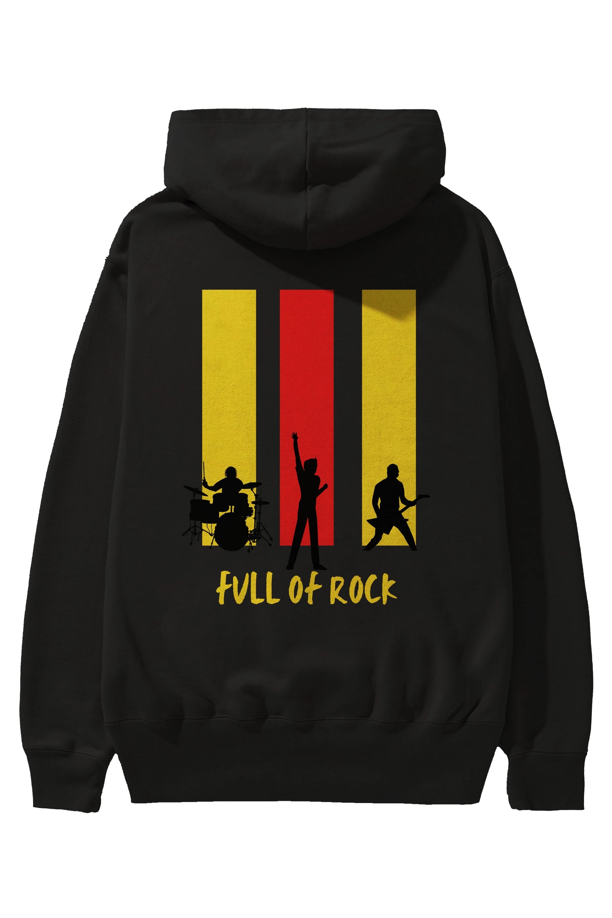 Full of Rock Yazılı Arka Baskılı Oversize Hoodie Kapüşonlu Sweatshirt Erkek Kadın Unisex