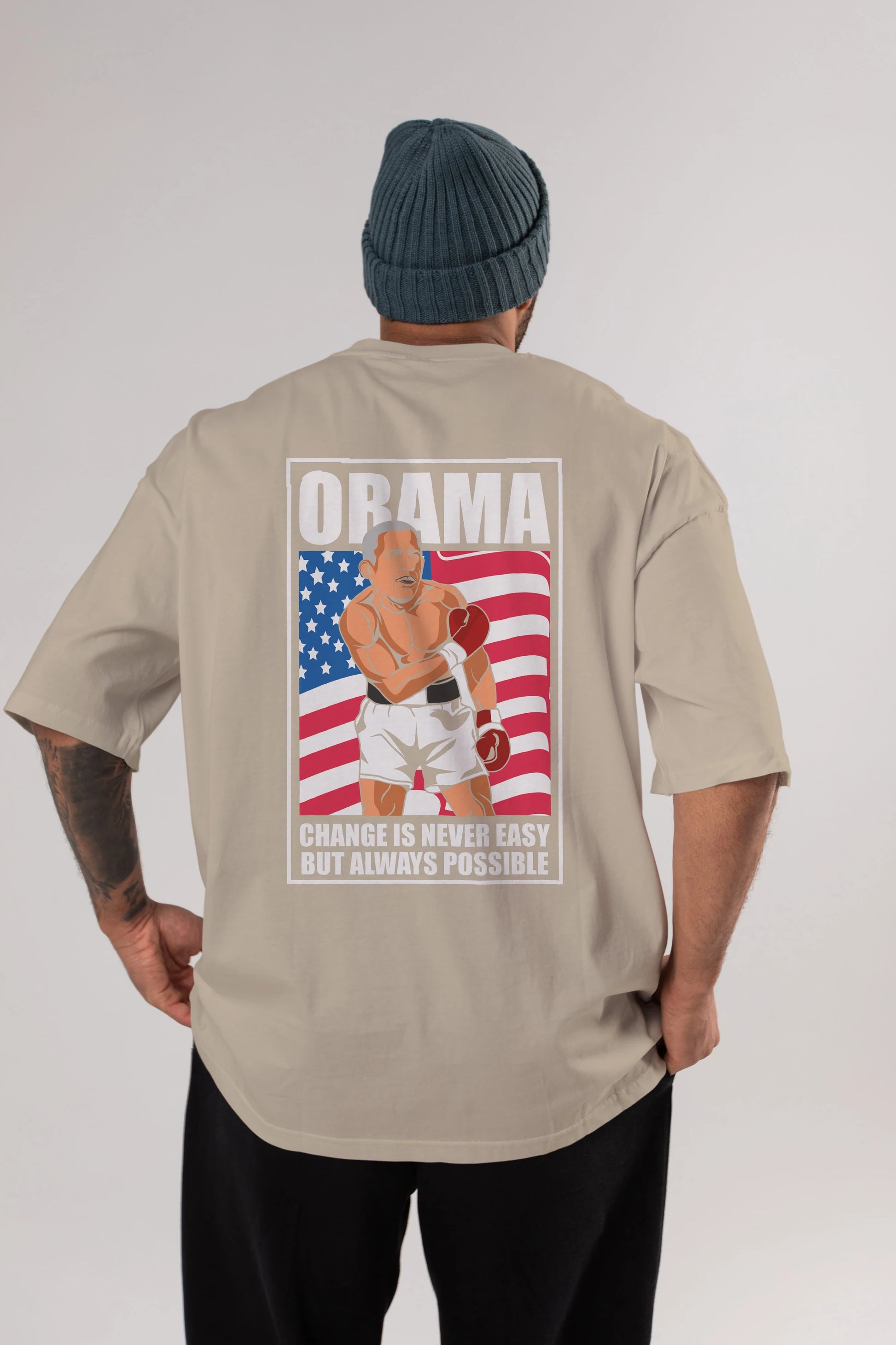 Obama Arka Baskılı Oversize t-shirt Erkek Kadın Unisex %100 Pamuk tişort