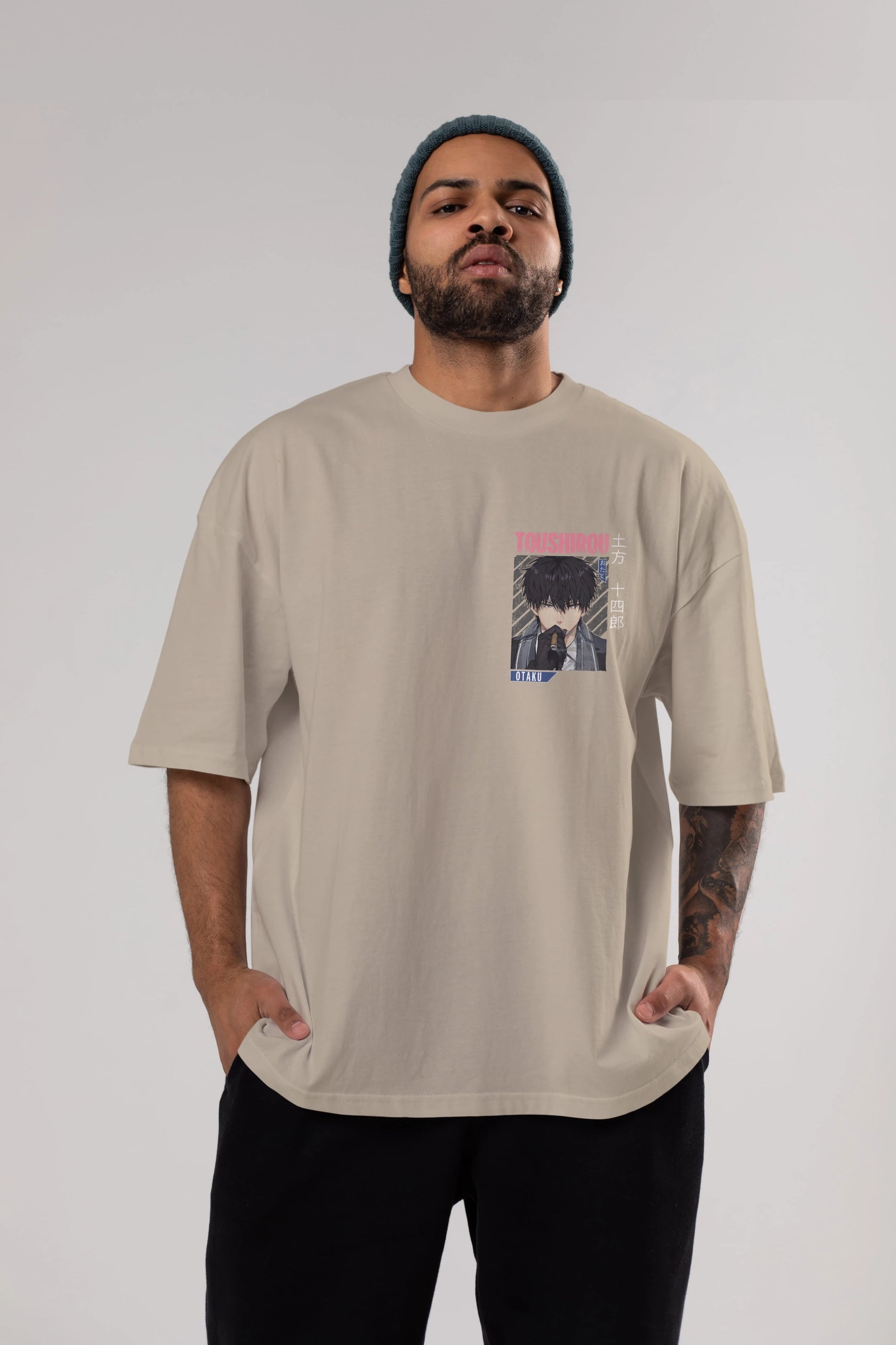 Toushirou Hijikata 2 Ön Sol Baskılı Oversize t-shirt Erkek Kadın Unisex %100 Pamuk Bisiklet Yaka tişort