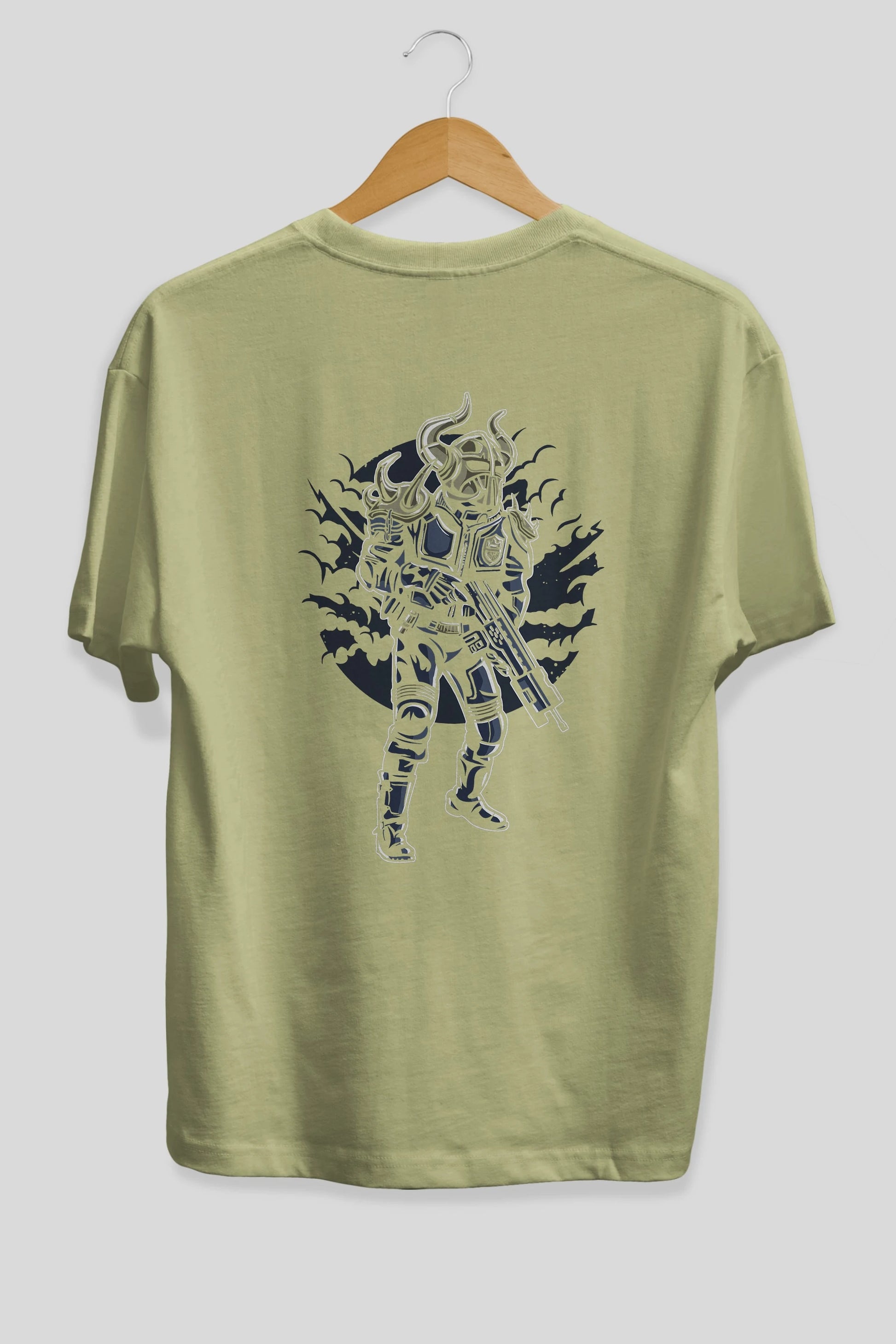 Viking Soldier Arka Baskılı Oversize t-shirt Erkek Kadın Unisex %100 Pamuk