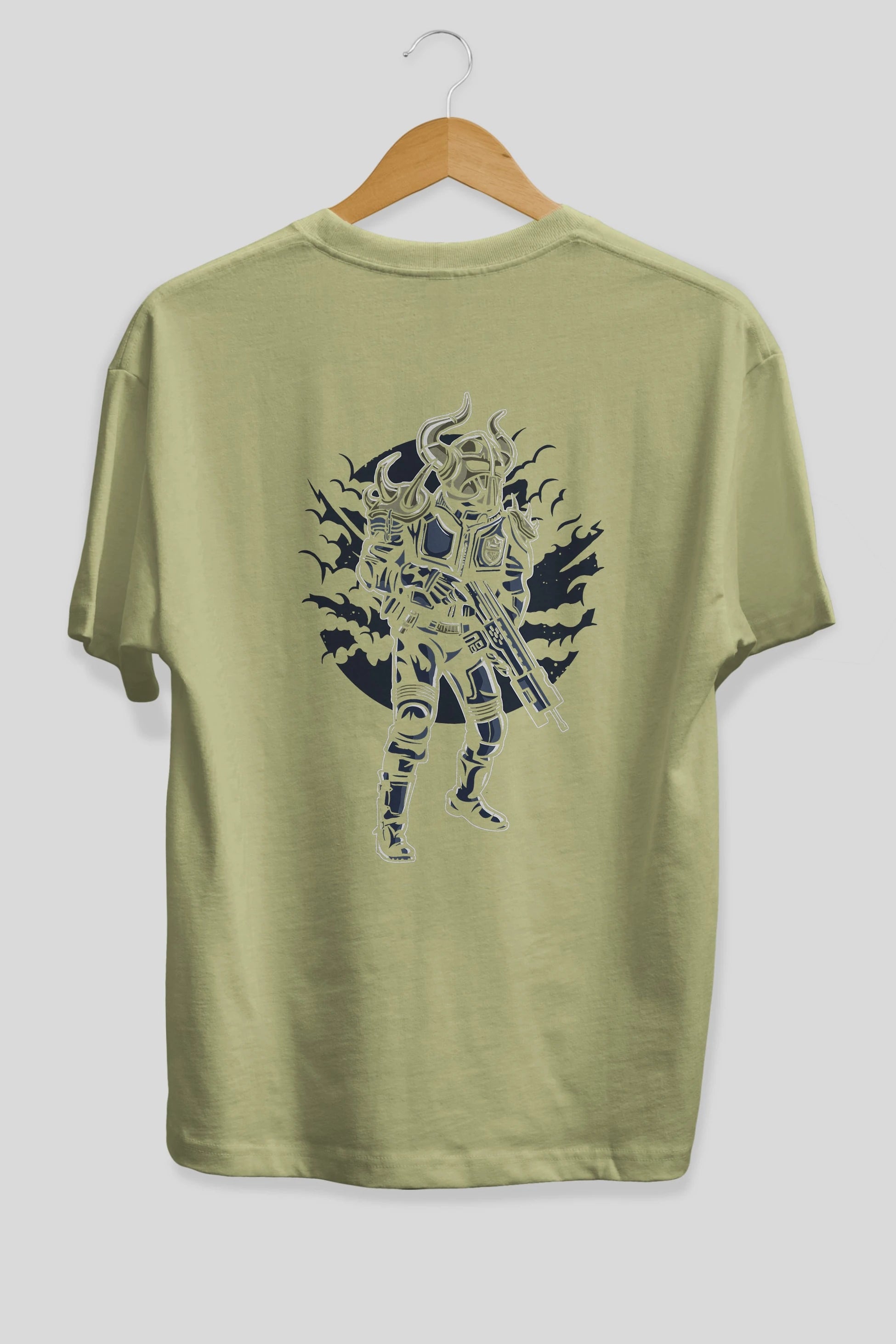 Viking Soldier Arka Baskılı Oversize t-shirt Erkek Kadın Unisex %100 Pamuk