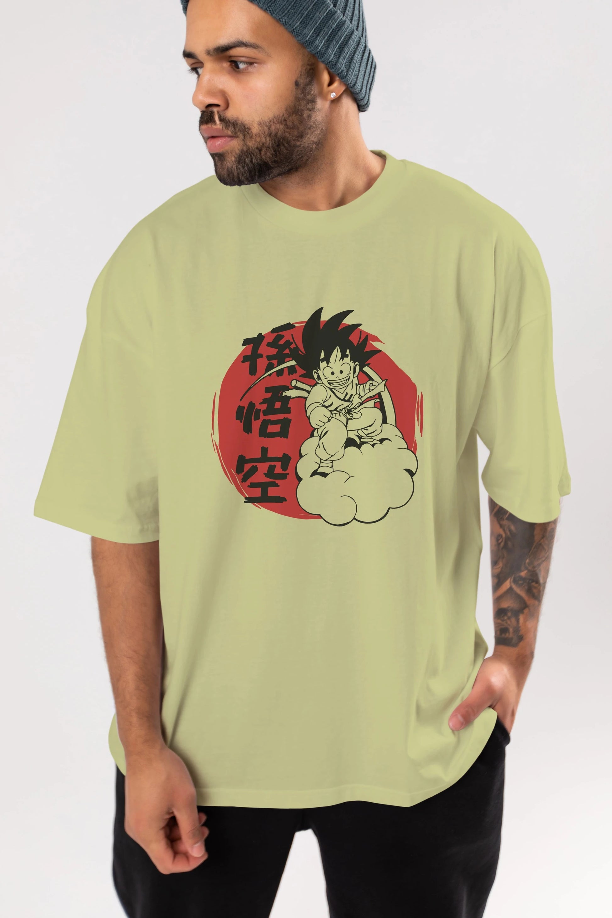 DRAGON BALL Anime Ön Baskılı Oversize t-shirt %100 pamuk Erkek Kadın Unisex