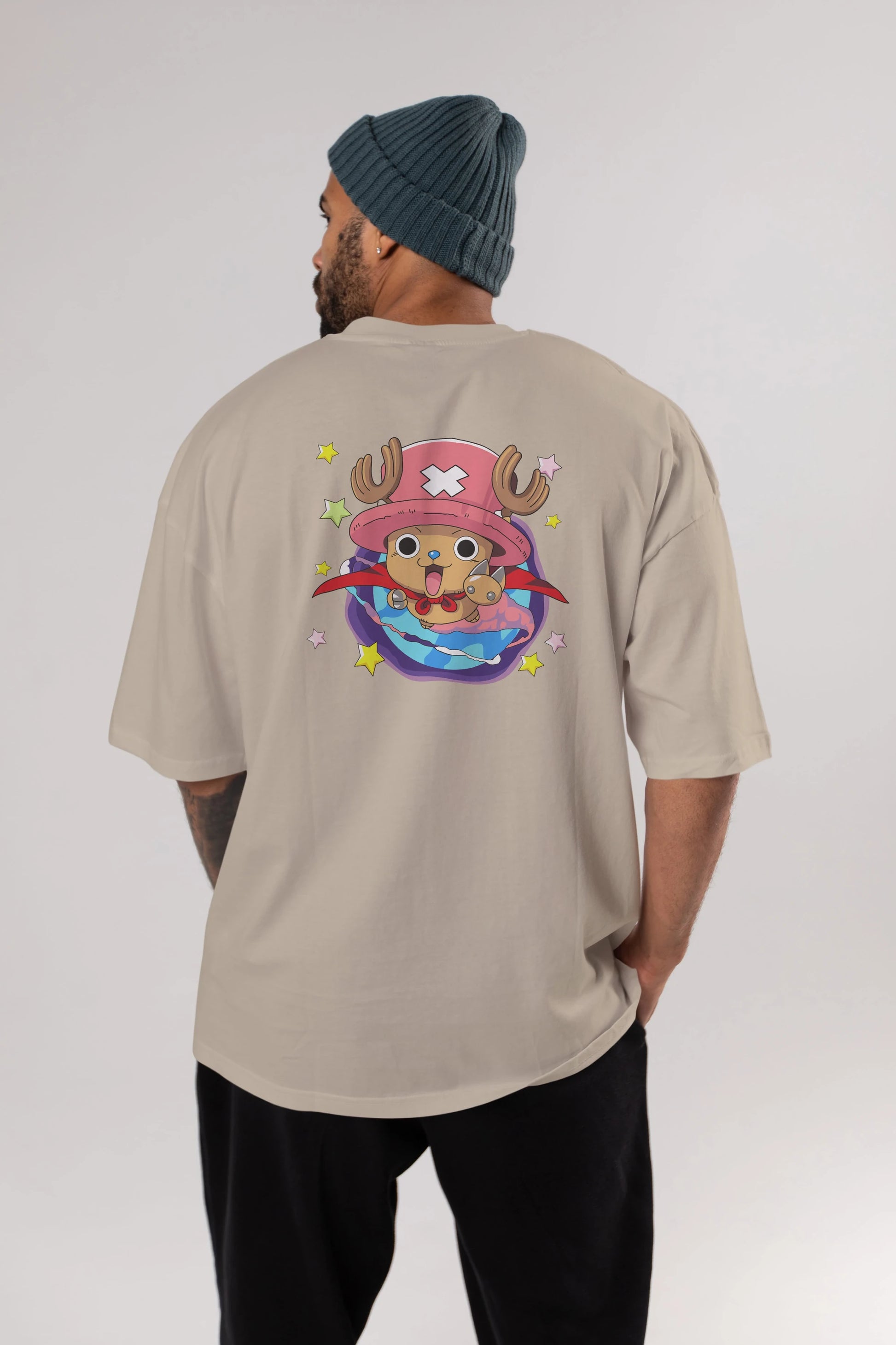 Tony Tony Chopper Anime Arka Baskılı Oversize t-shirt Erkek Kadın Unisex %100 pamuk tişort