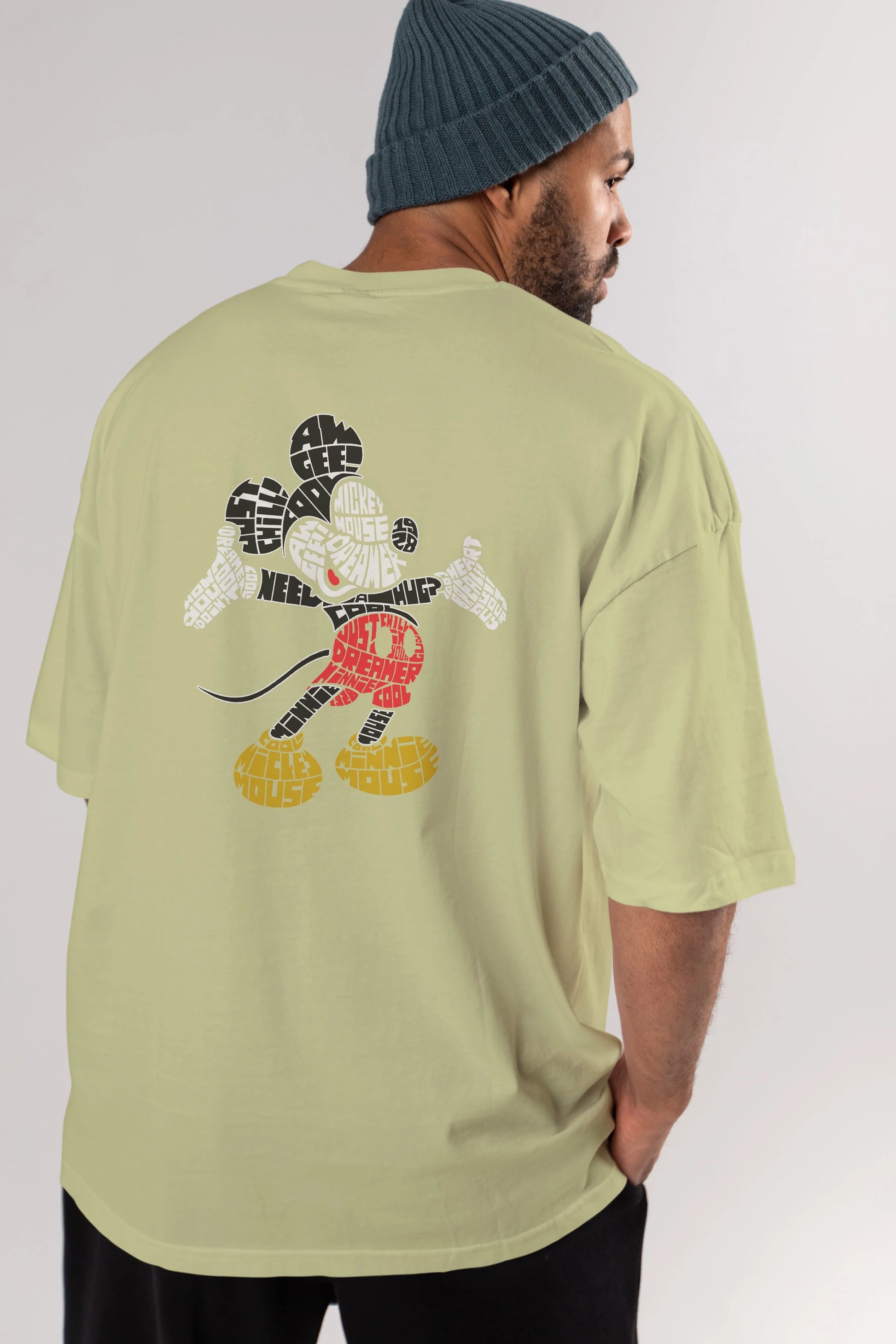 Mickey Arka Baskılı Oversize t-shirt %100 pamuk Erkek Kadın Unisex