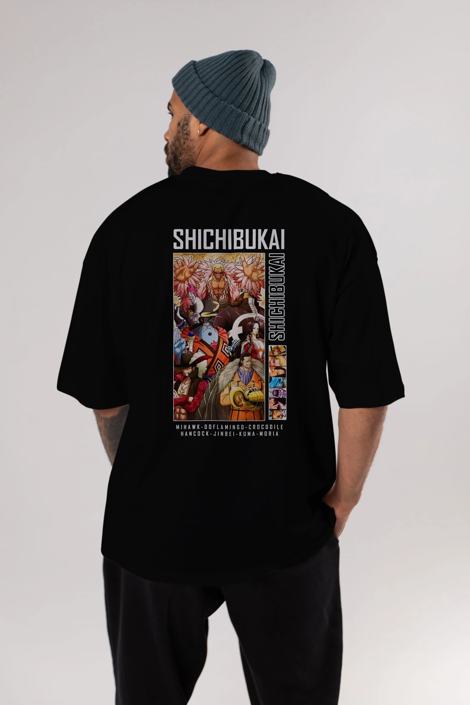 Shichibukai Anime Arka Baskılı Oversize t-shirt Erkek Kadın Unisex %100 pamuk tişort