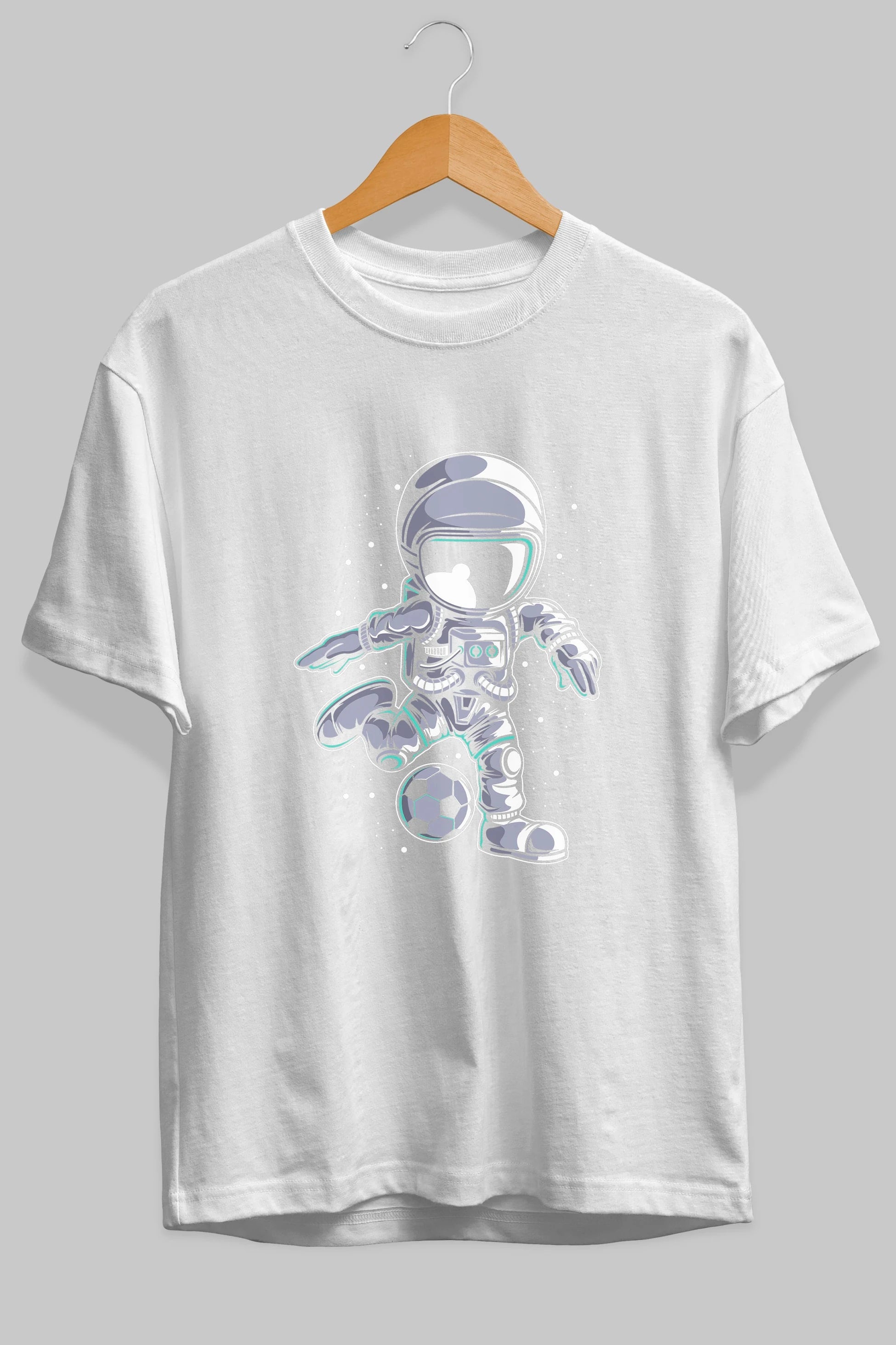 Astronaut Soccer (2) Ön Baskılı Oversize t-shirt Erkek Kadın Unisex