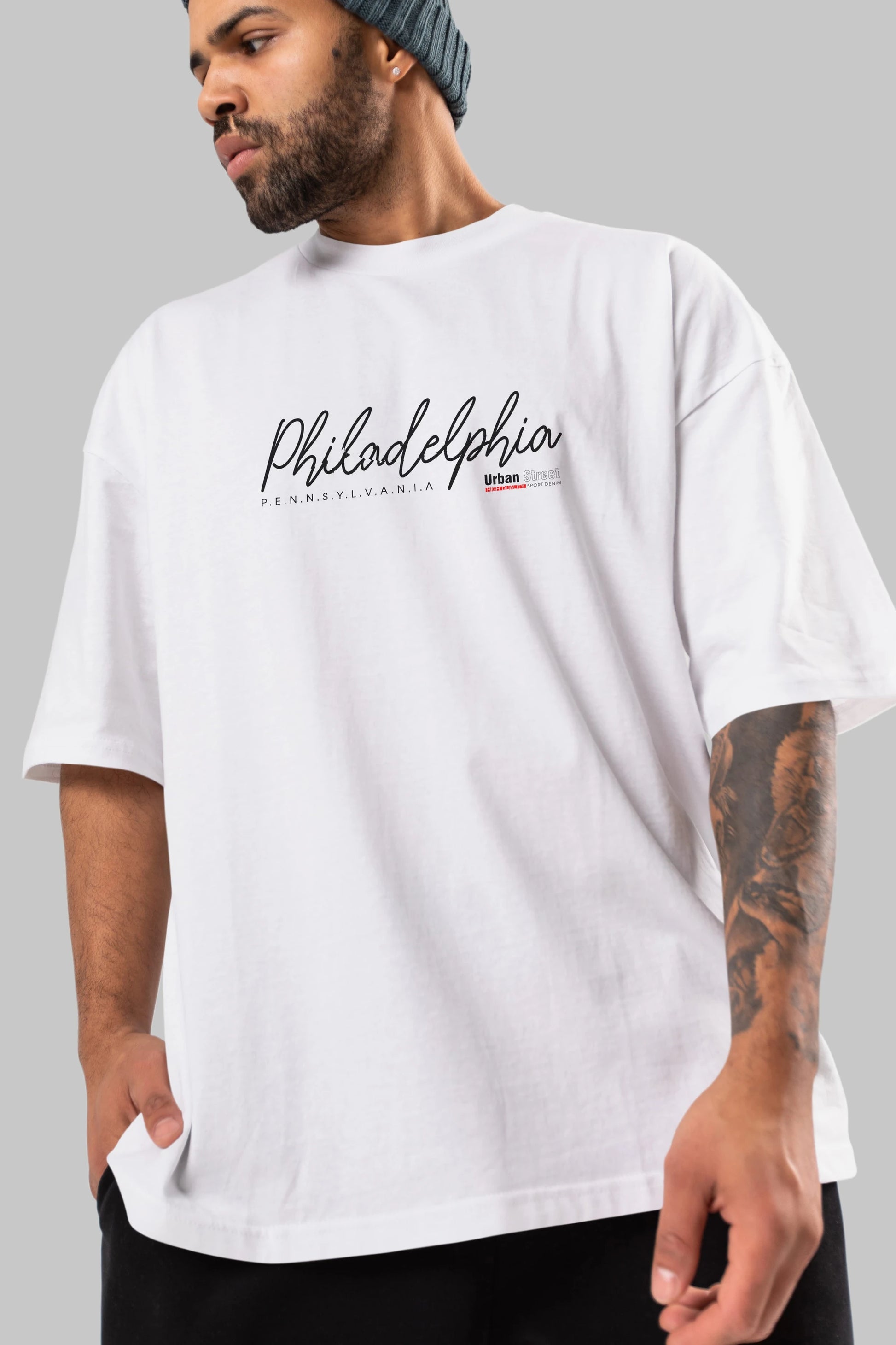 Philadelphia Urban Ön Baskılı Oversize t-shirt Erkek Kadın Unisex
