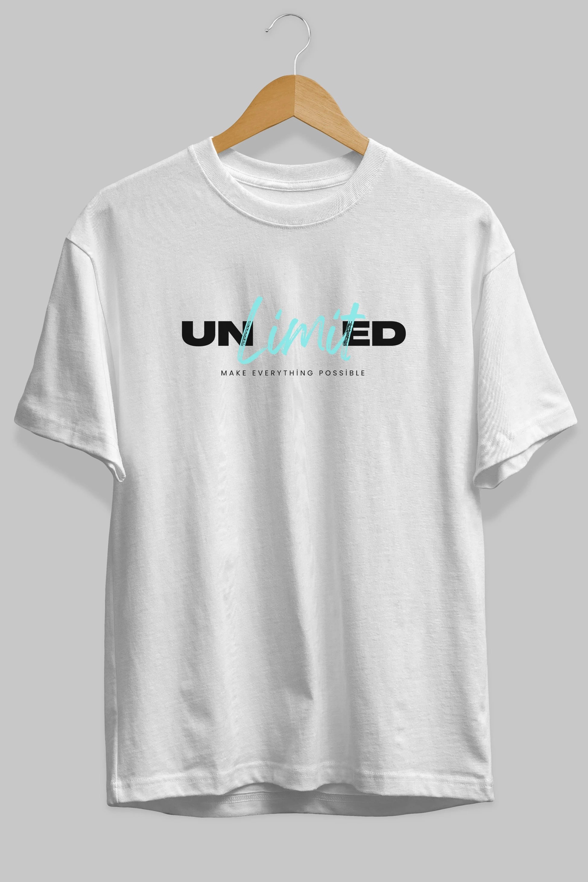 Unlimited Yazılı Ön Baskılı Oversize t-shirt Erkek Kadın Unisex