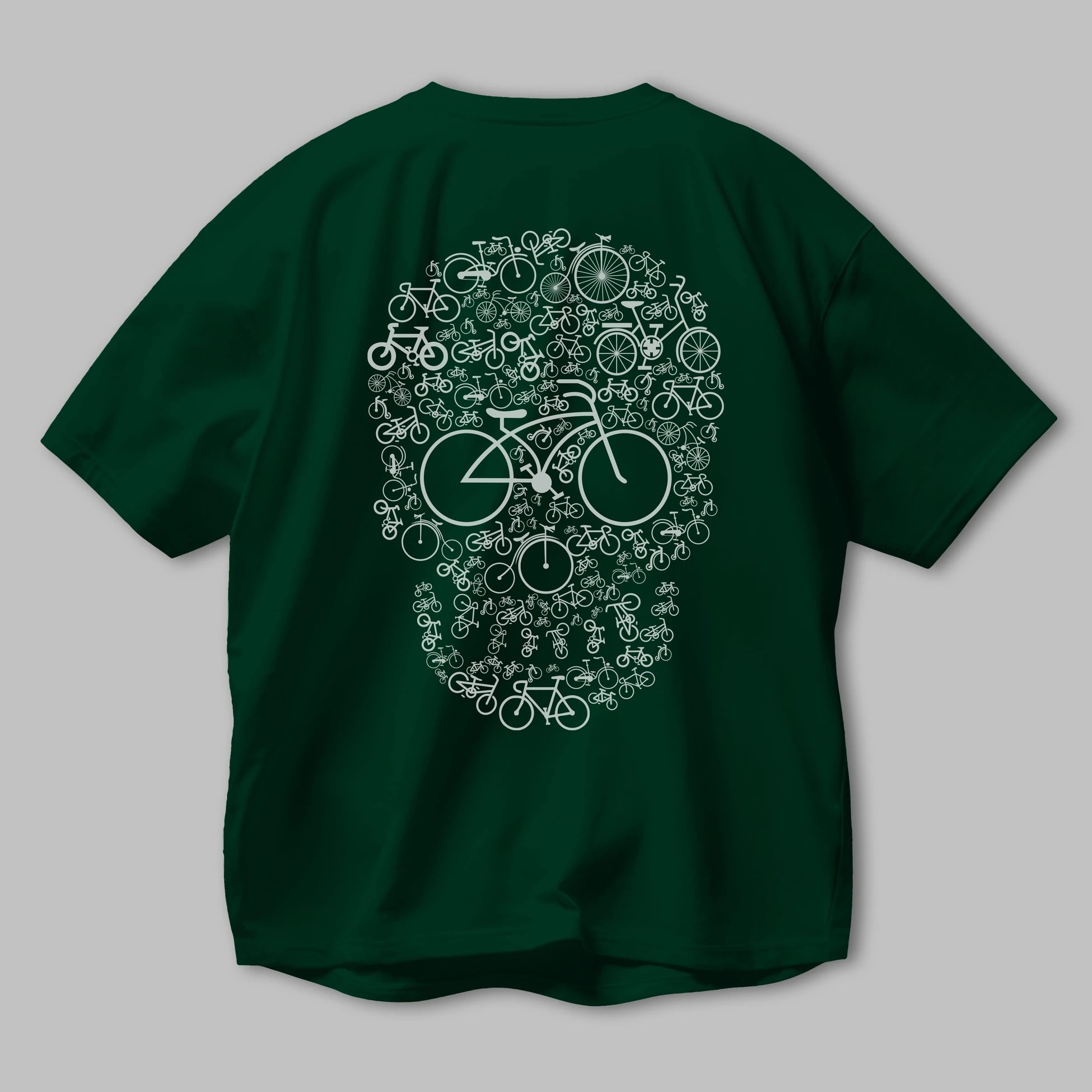 Bicycle Skull Arka Baskılı Oversize t-shirt %100 pamuk Erkek Kadın Unisex
