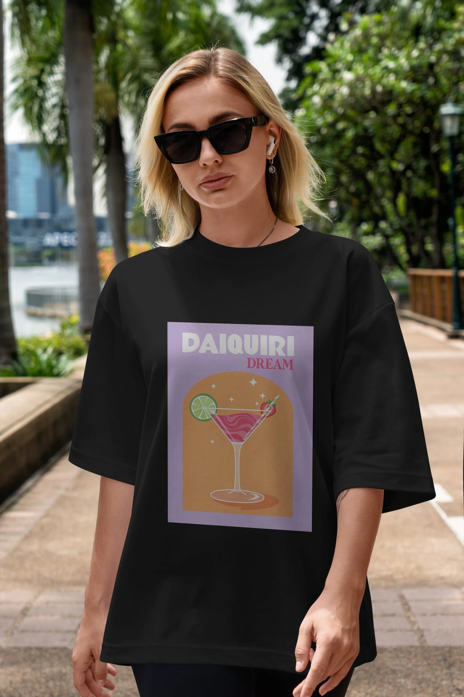 Daiquiri Dream Ön Baskılı Oversize t-shirt Erkek Kadın Unisex %100 Pamuk Bisiklet Yaka tişort