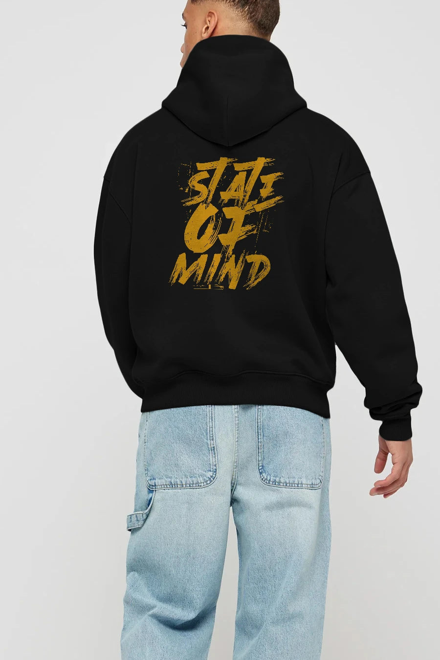 State on Mind Arka Baskılı Hoodie Oversize Kapüşonlu Sweatshirt Erkek Kadın Unisex