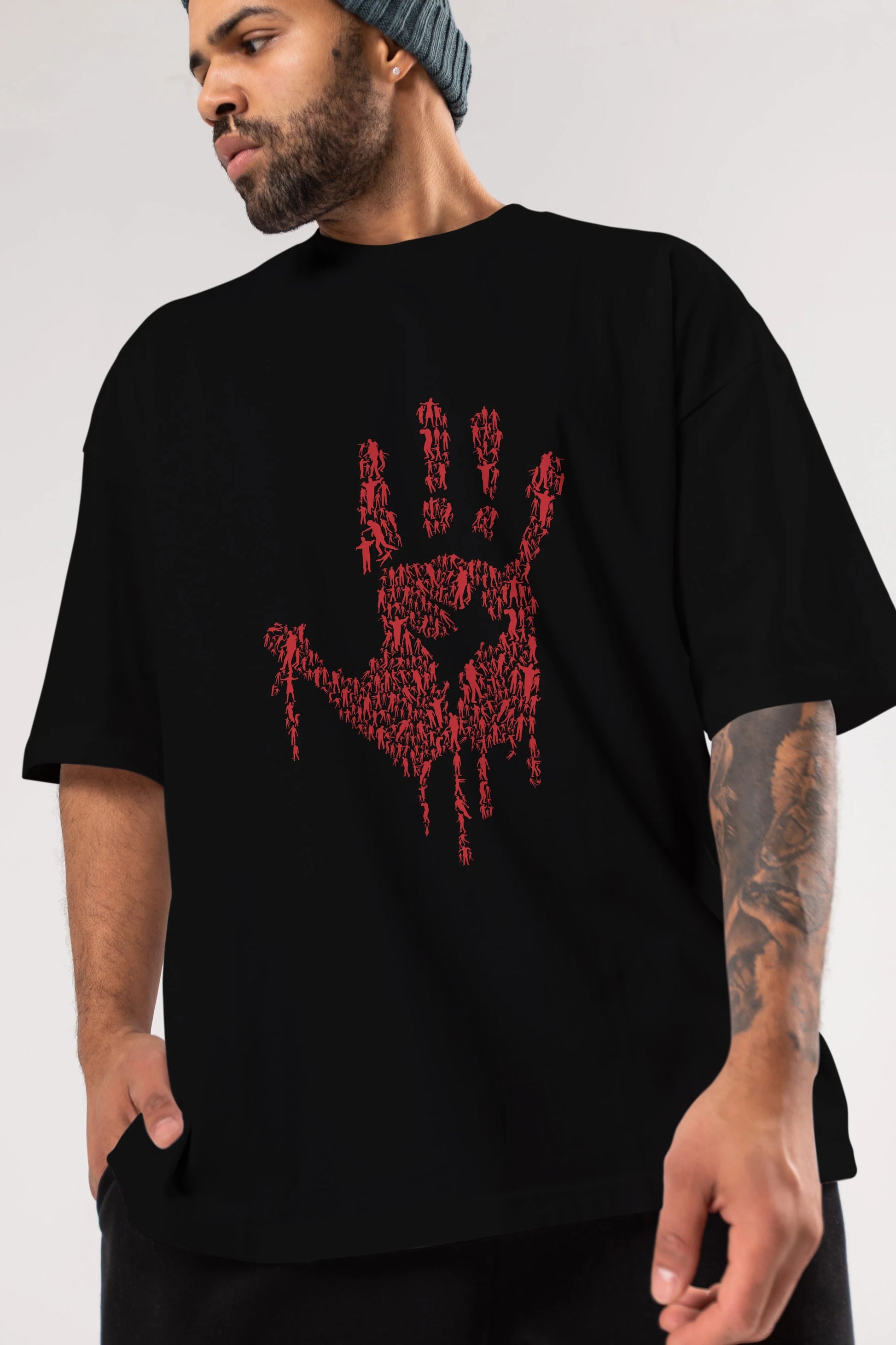 Hand Of Zombies Ön Baskılı Oversize t-shirt %100 pamuk Erkek Kadın Unisex