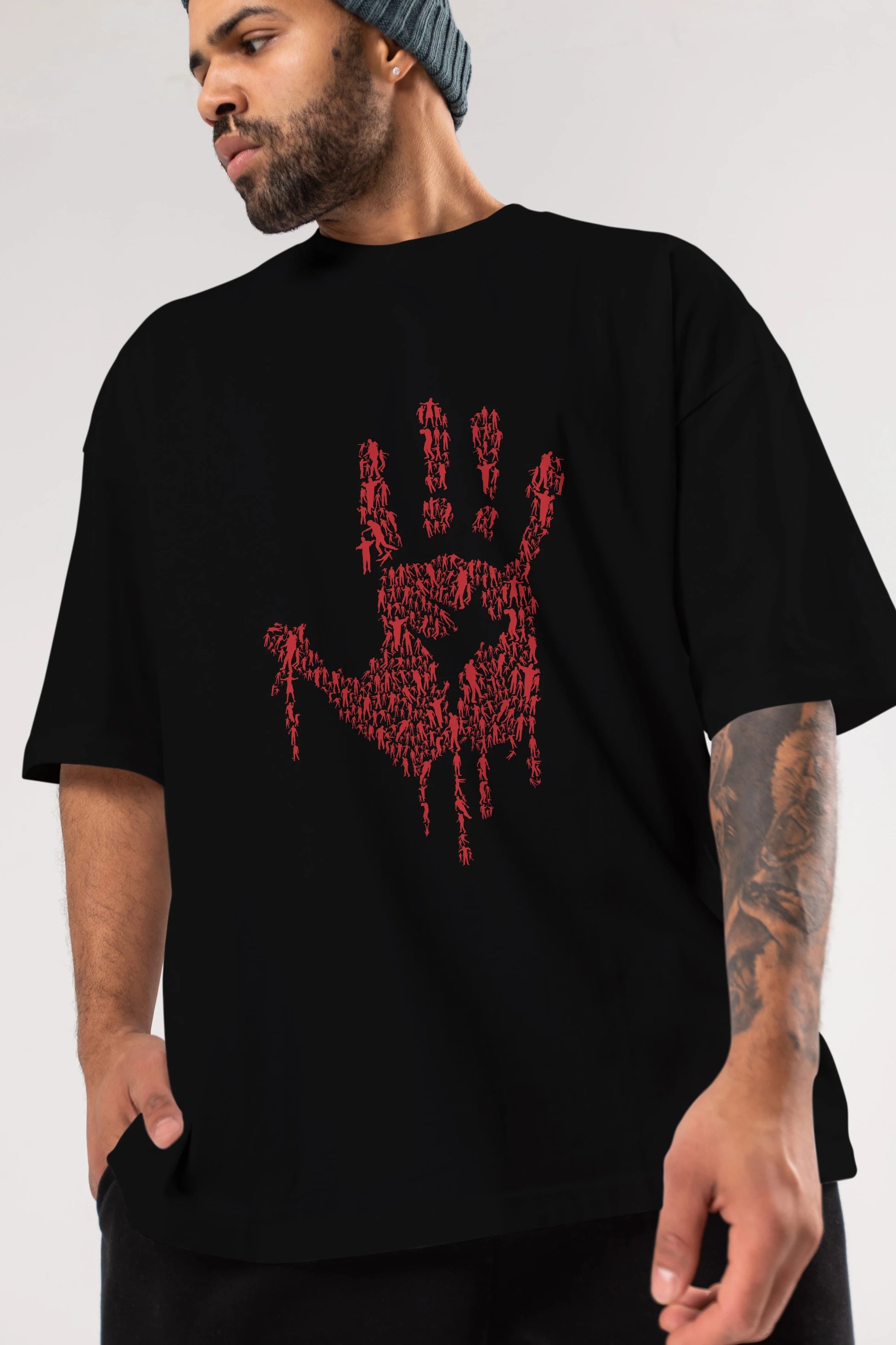 Hand Of Zombies Ön Baskılı Oversize t-shirt %100 pamuk Erkek Kadın Unisex