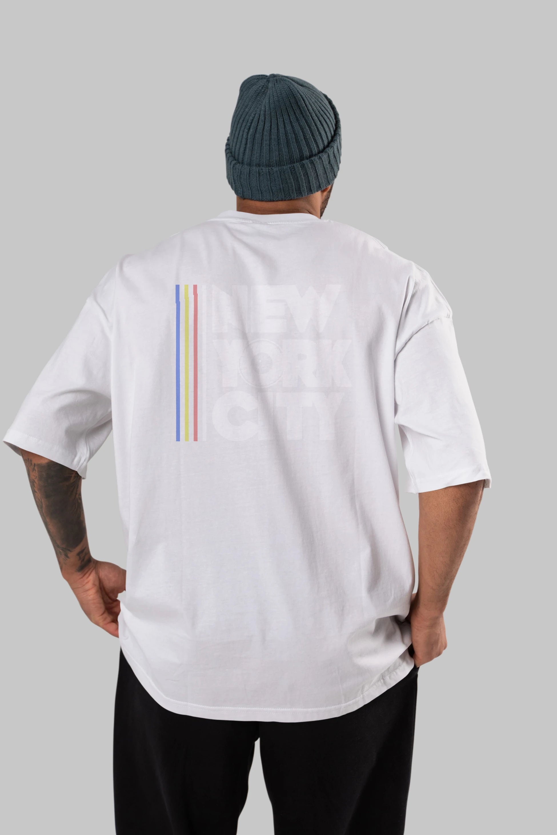 New York City Style Arka Baskılı Oversize t-shirt Erkek Kadın Unisex