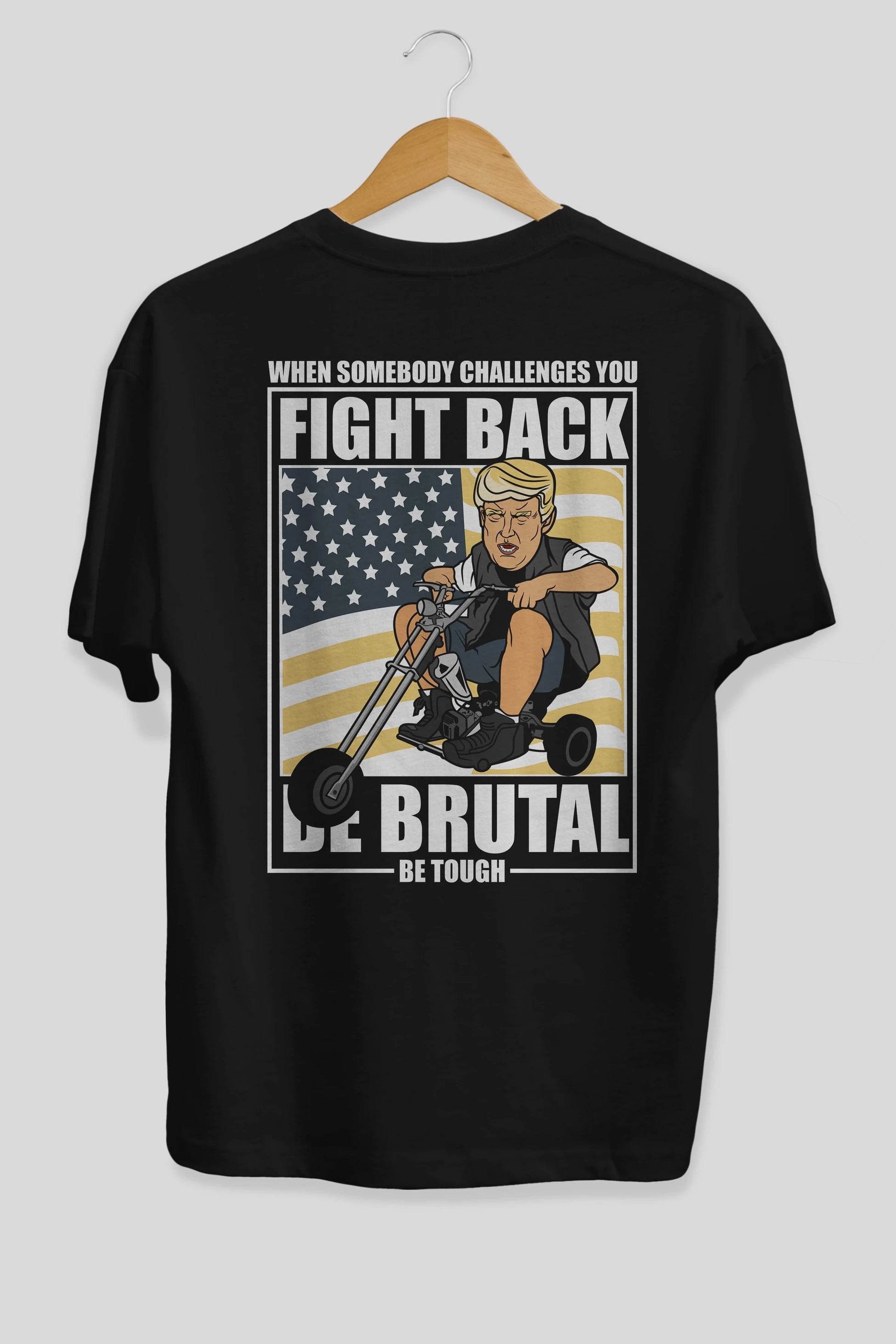 Trump Biker Arka Baskılı Oversize t-shirt Erkek Kadın Unisex %100 Pamuk tişort