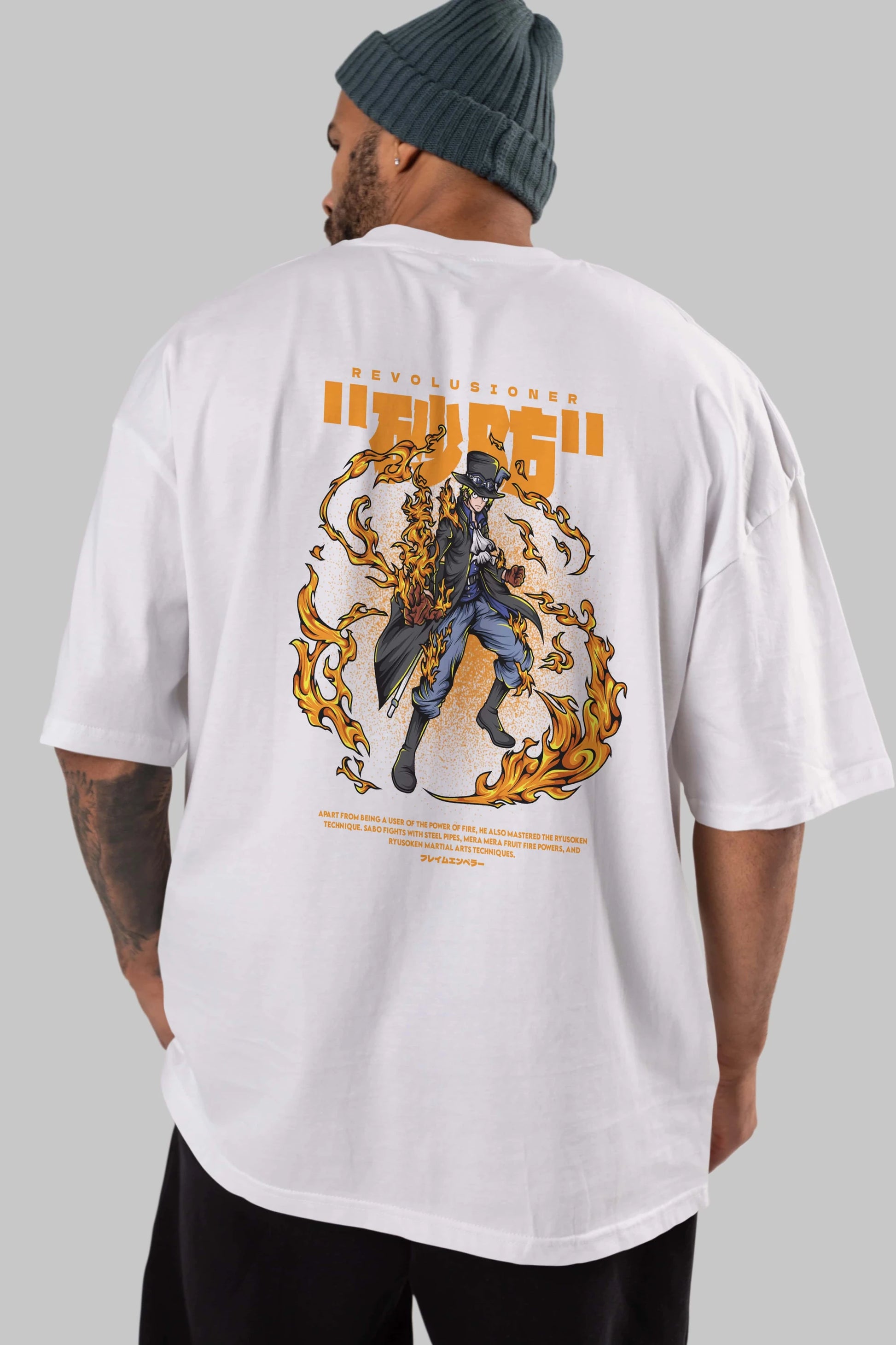 Revolusioner Sabo Anime Arka Baskılı Oversize t-shirt Erkek Kadın Unisex