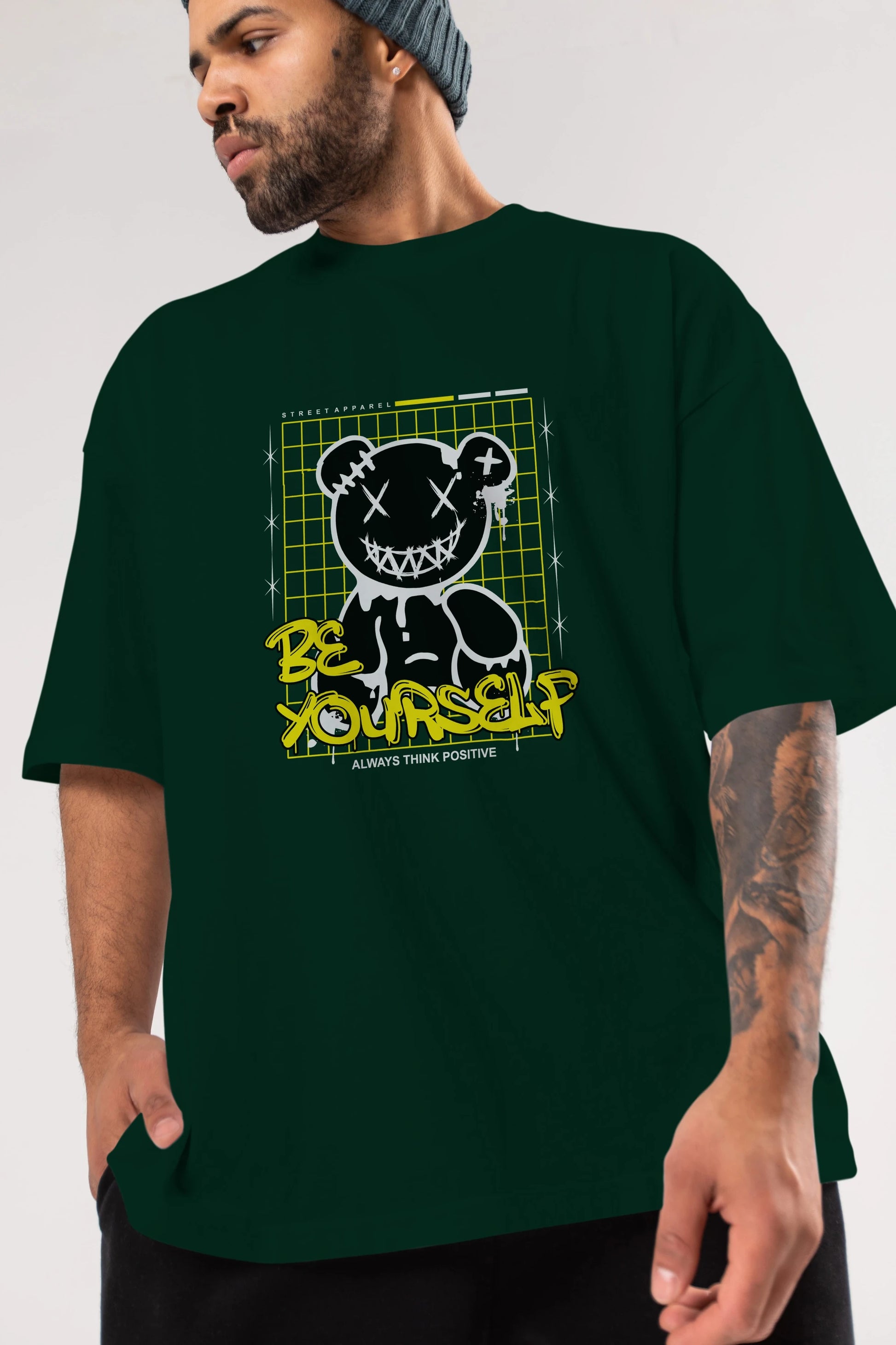 Teddy Bear Be Yourself Ön Baskılı Oversize t-shirt Erkek Kadın Unisex