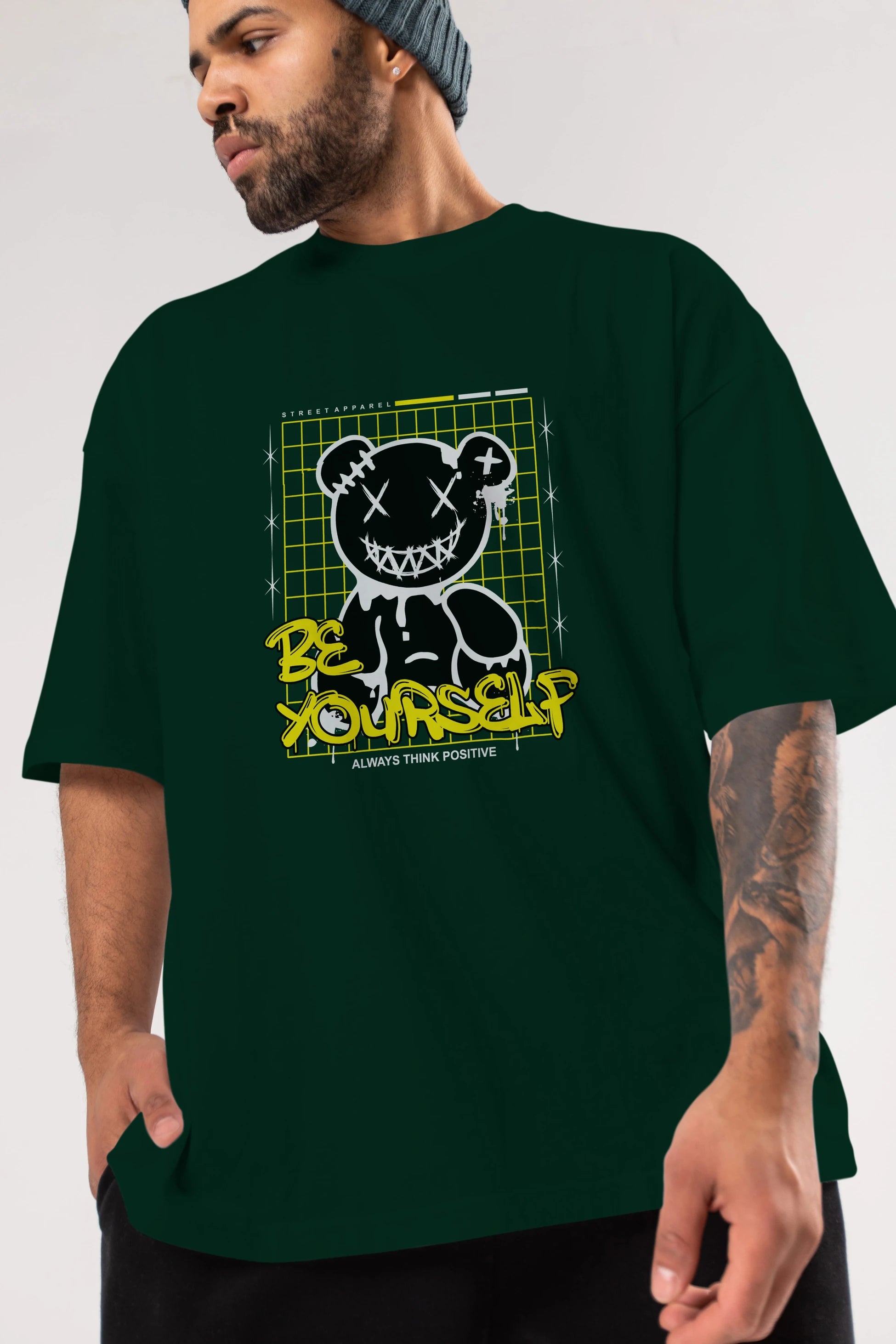 Teddy Bear Be Yourself Ön Baskılı Oversize t-shirt Erkek Kadın Unisex