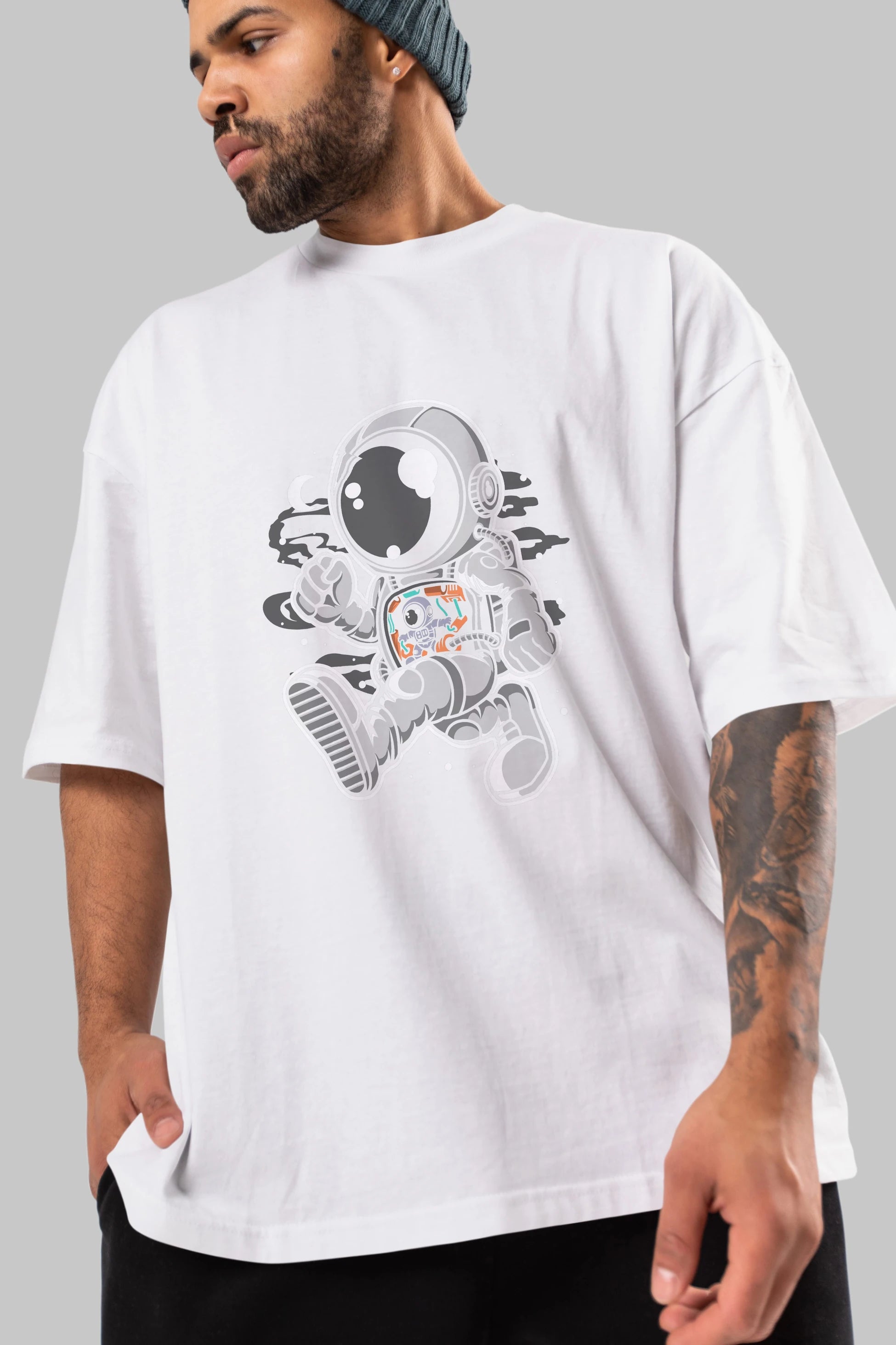 Astronaut Robotic Machine Ön Baskılı Oversize t-shirt Erkek Kadın Unisex