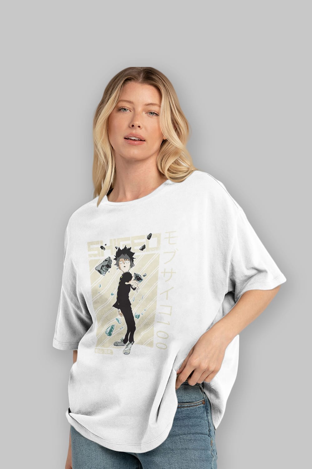 Shigeo Kageyama 3 Anime Ön Baskılı Oversize t-shirt %100 pamuk Erkek Kadın Unisex