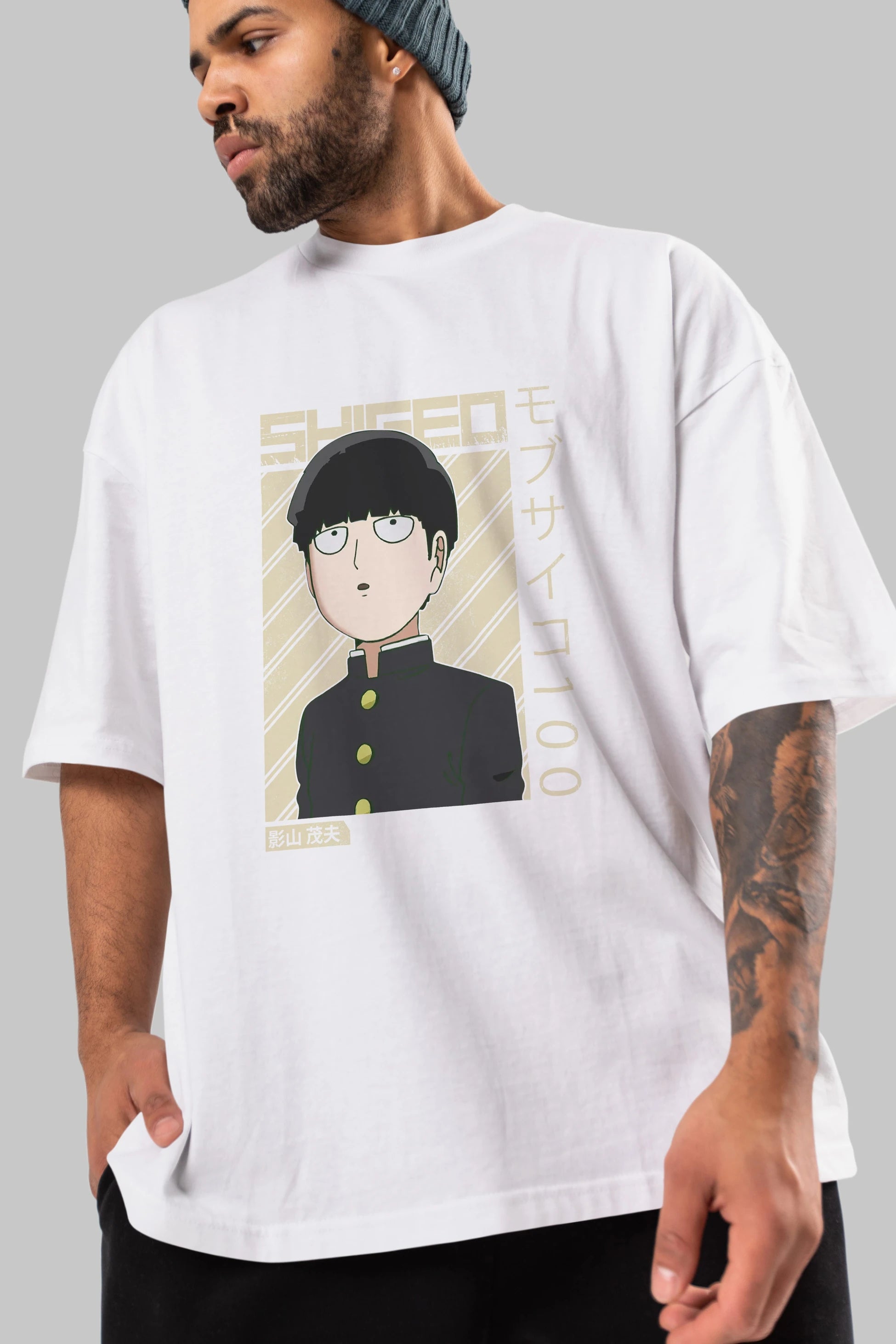 Shigeo Kageyama 2 Anime Ön Baskılı Oversize t-shirt %100 pamuk Erkek Kadın Unisex