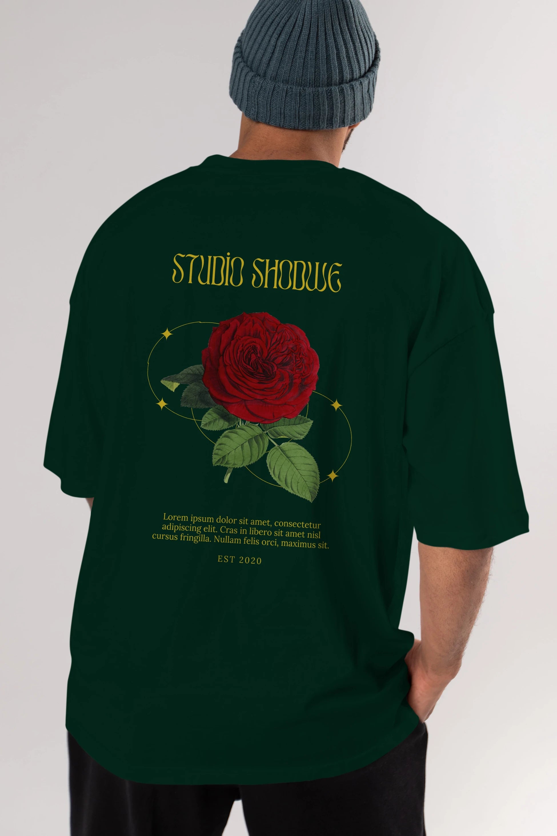 Studio Shodwe Rose Arka Baskılı Oversize t-shirt Erkek Kadın Unisex