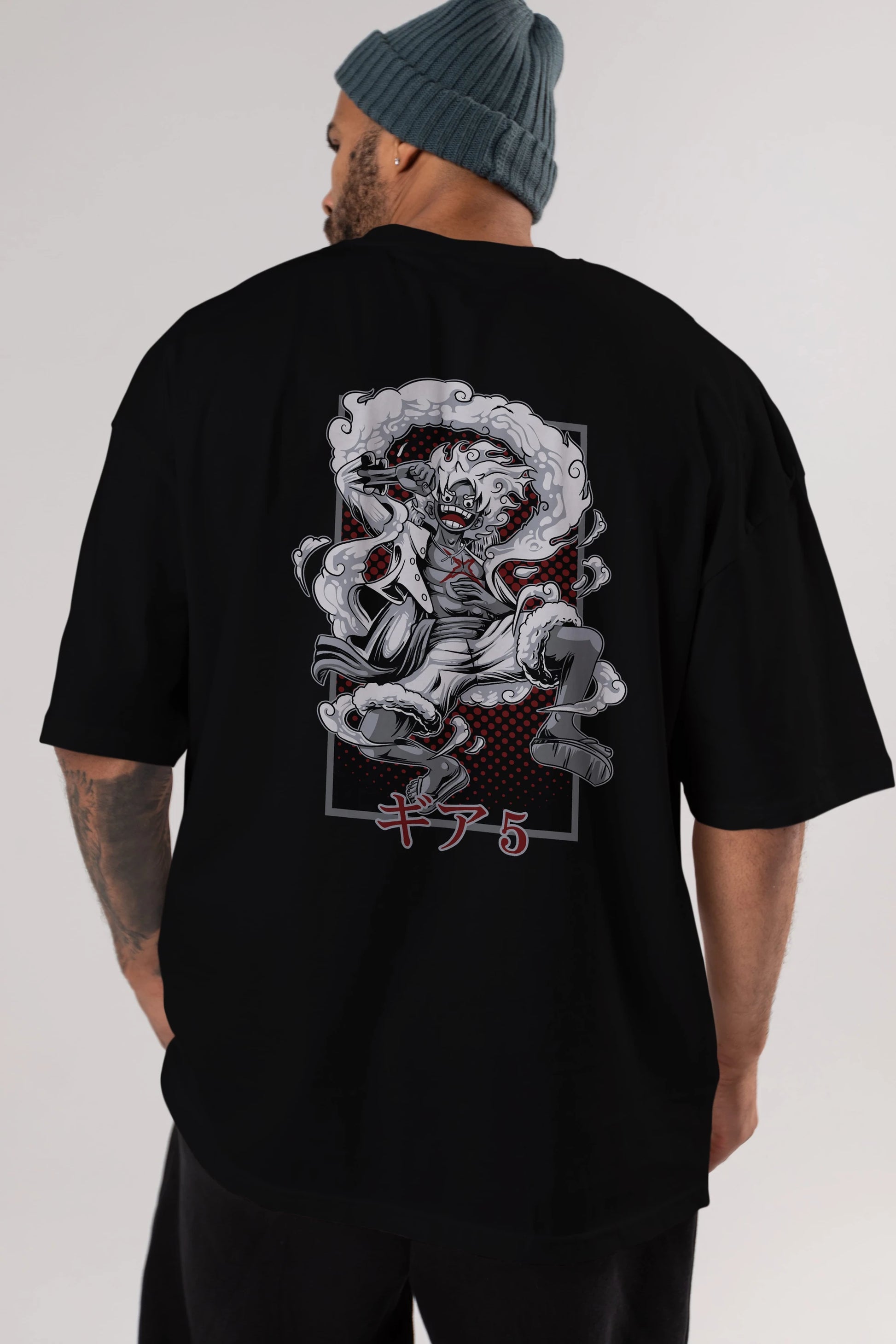 LUFFY GEAR 5 Anime Arka Baskılı Oversize t-shirt Erkek Kadın Unisex